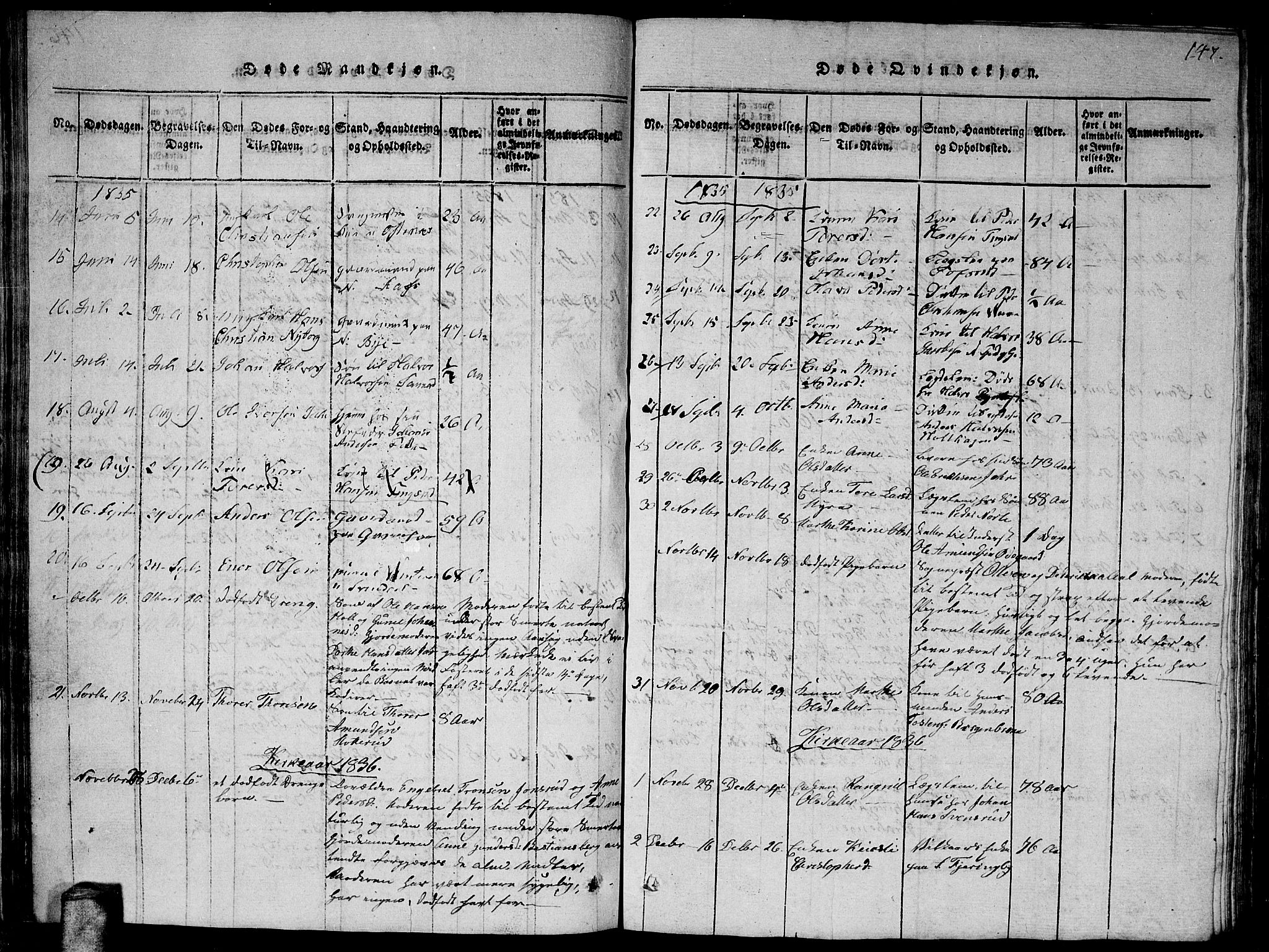 Fet prestekontor Kirkebøker, AV/SAO-A-10370a/G/Ga/L0001: Parish register (copy) no. I 1, 1815-1842, p. 147