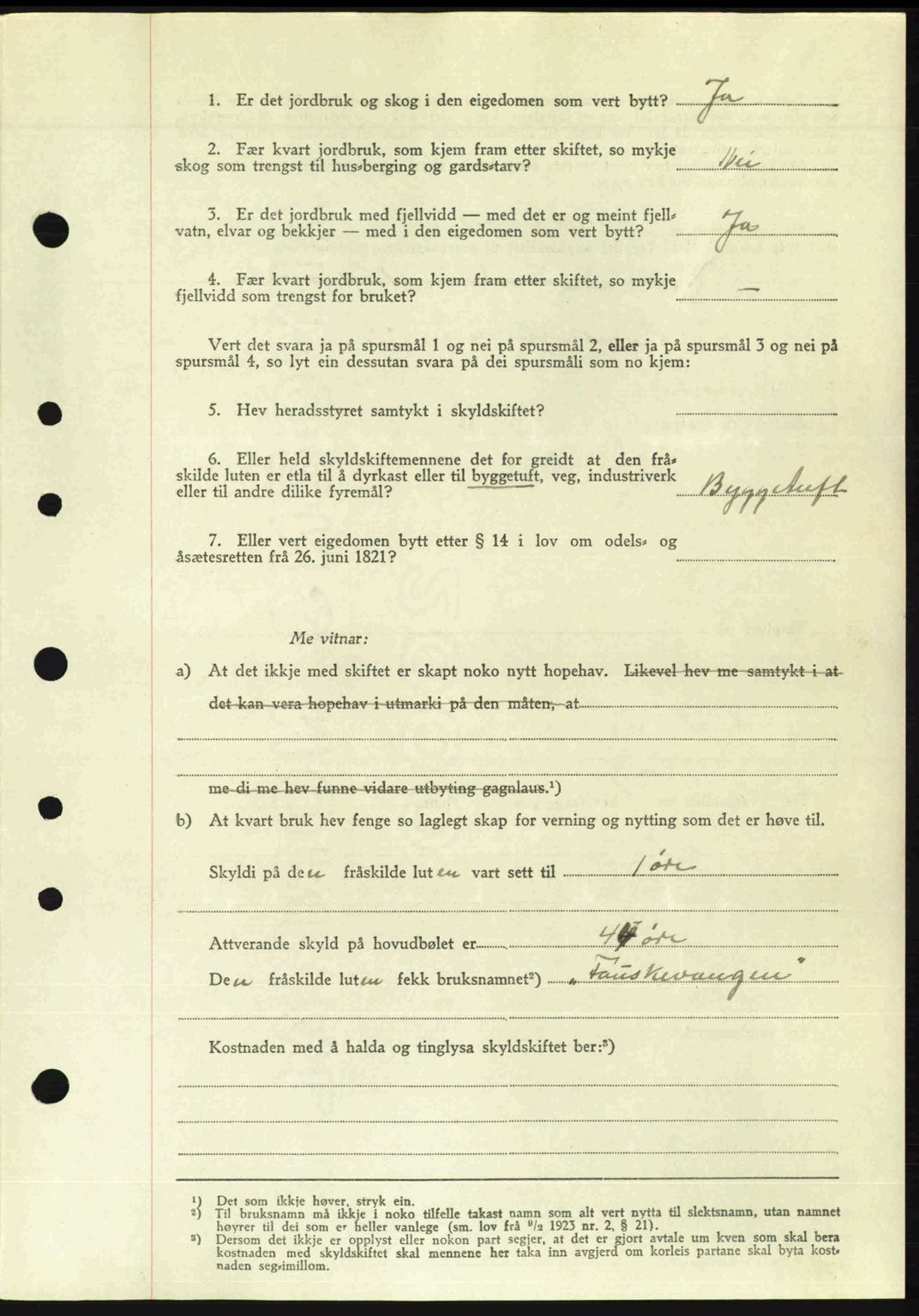 Nordre Sunnmøre sorenskriveri, AV/SAT-A-0006/1/2/2C/2Ca: Mortgage book no. A24, 1947-1947, Diary no: : 630/1947