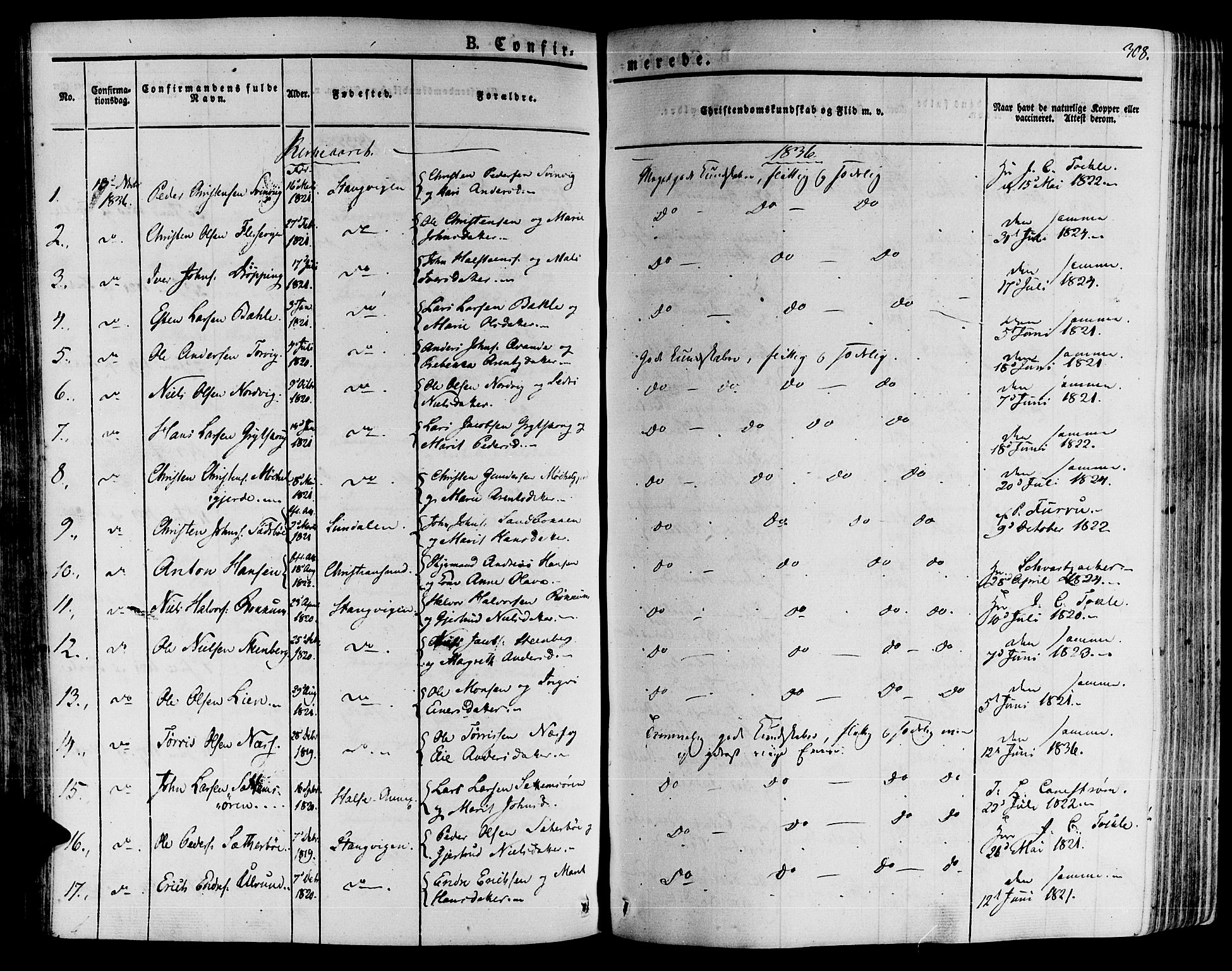 Ministerialprotokoller, klokkerbøker og fødselsregistre - Møre og Romsdal, AV/SAT-A-1454/592/L1024: Parish register (official) no. 592A03 /1, 1831-1849, p. 308