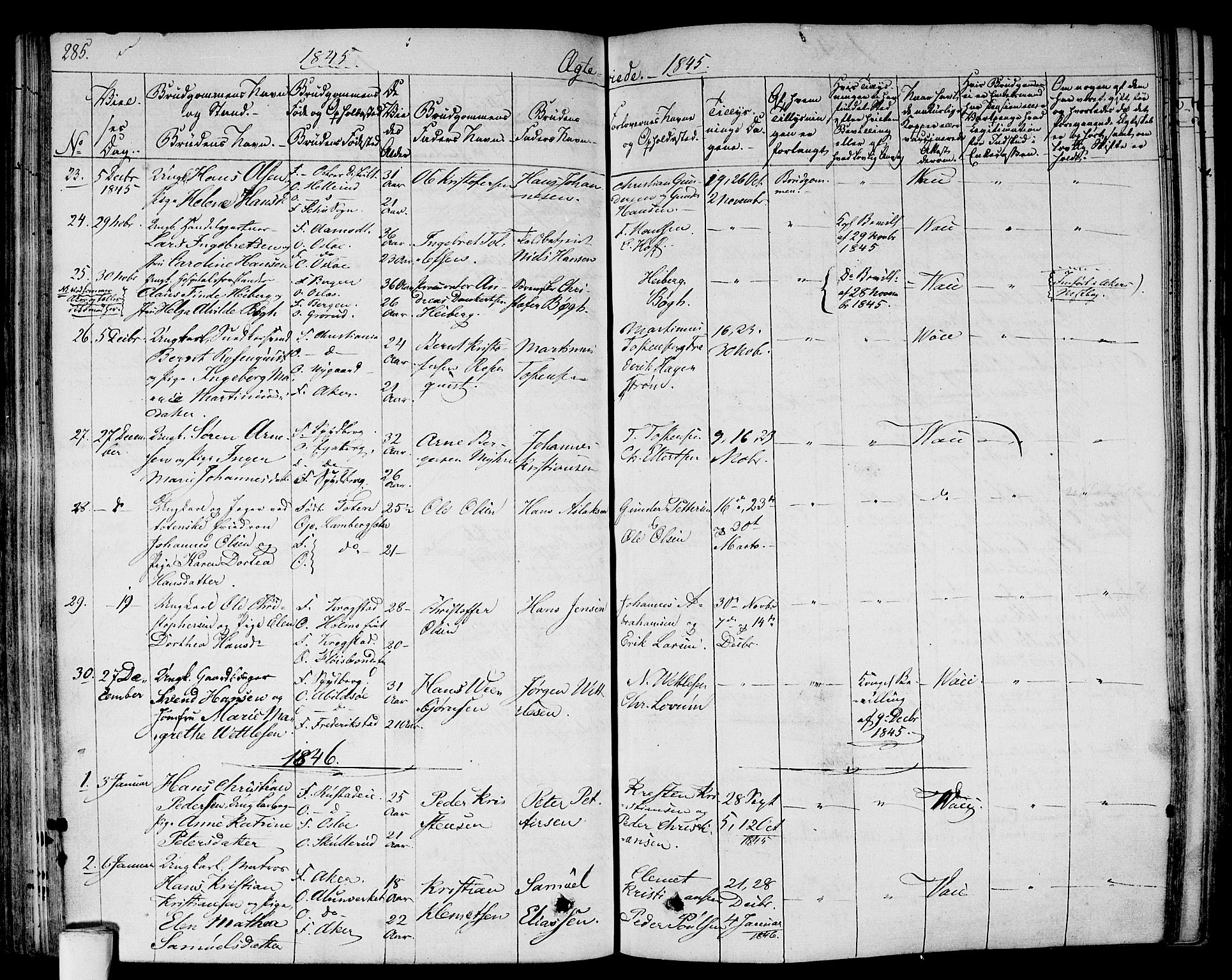 Gamlebyen prestekontor Kirkebøker, SAO/A-10884/F/Fa/L0003: Parish register (official) no. 3, 1829-1849, p. 285