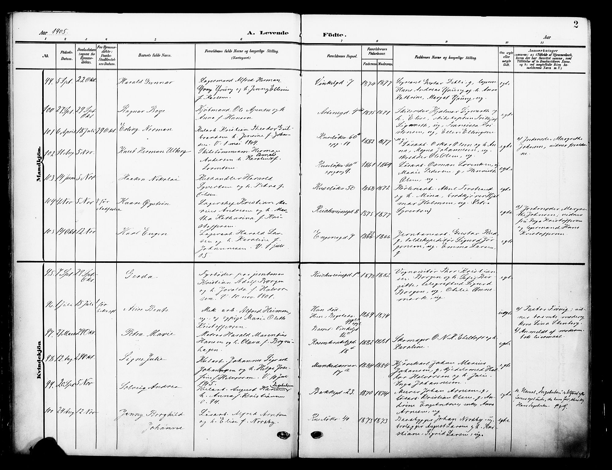 Johannes prestekontor Kirkebøker, AV/SAO-A-10852/F/Fa/L0009: Parish register (official) no. 9, 1905-1929, p. 2