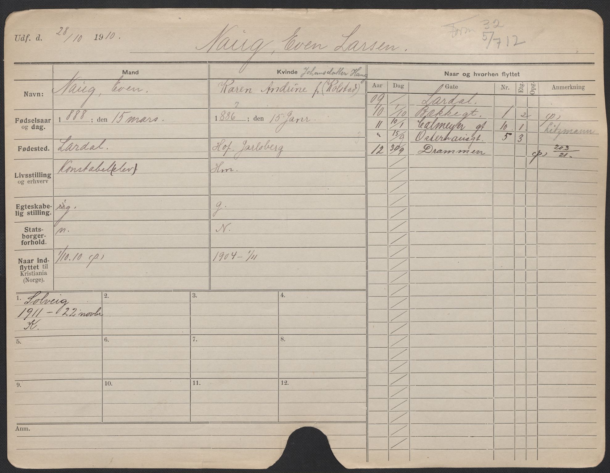 Oslo folkeregister, Registerkort, SAO/A-11715/F/Fa/Fac/L0008: Menn, 1906-1914, p. 25a