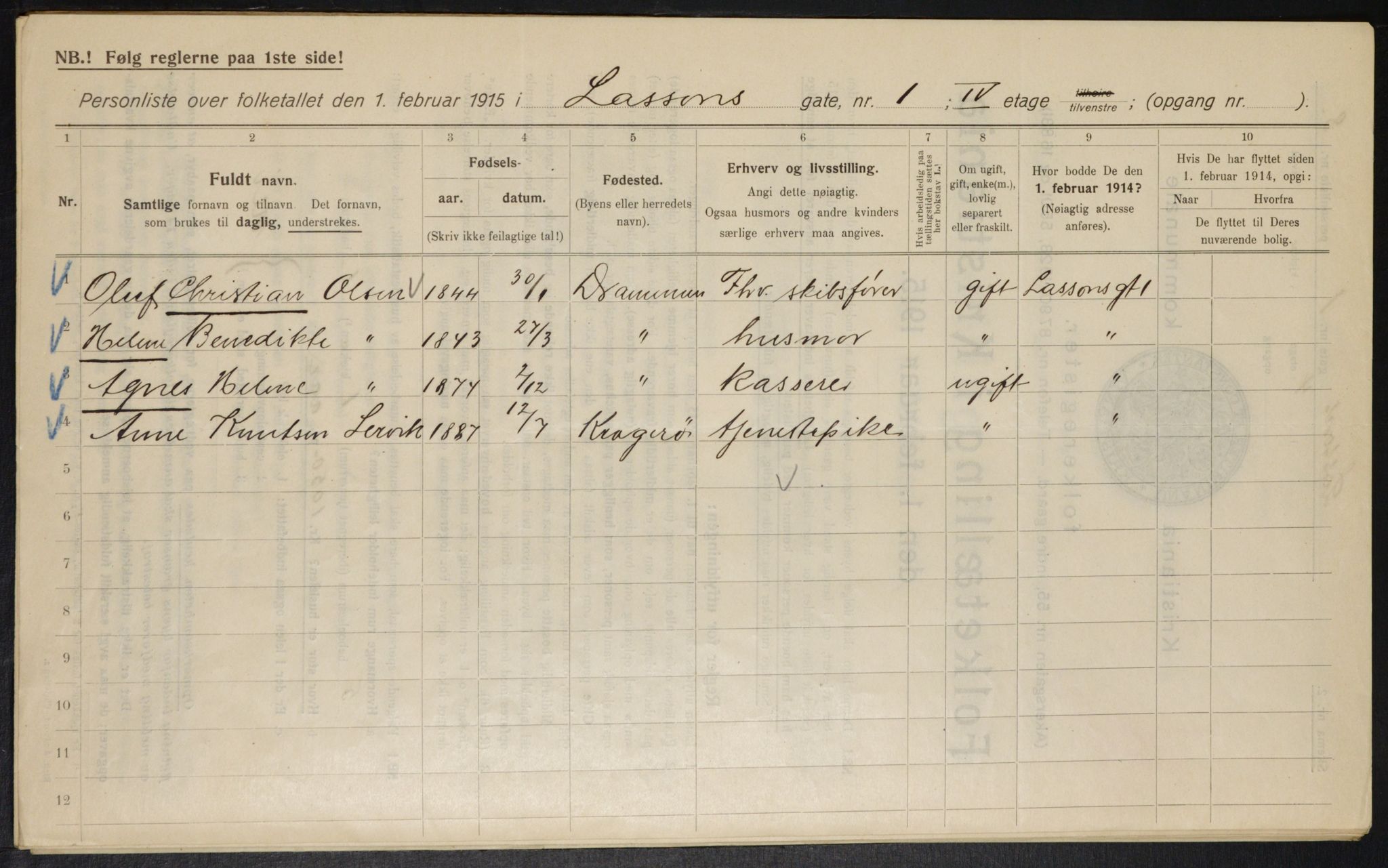 OBA, Municipal Census 1915 for Kristiania, 1915, p. 56698