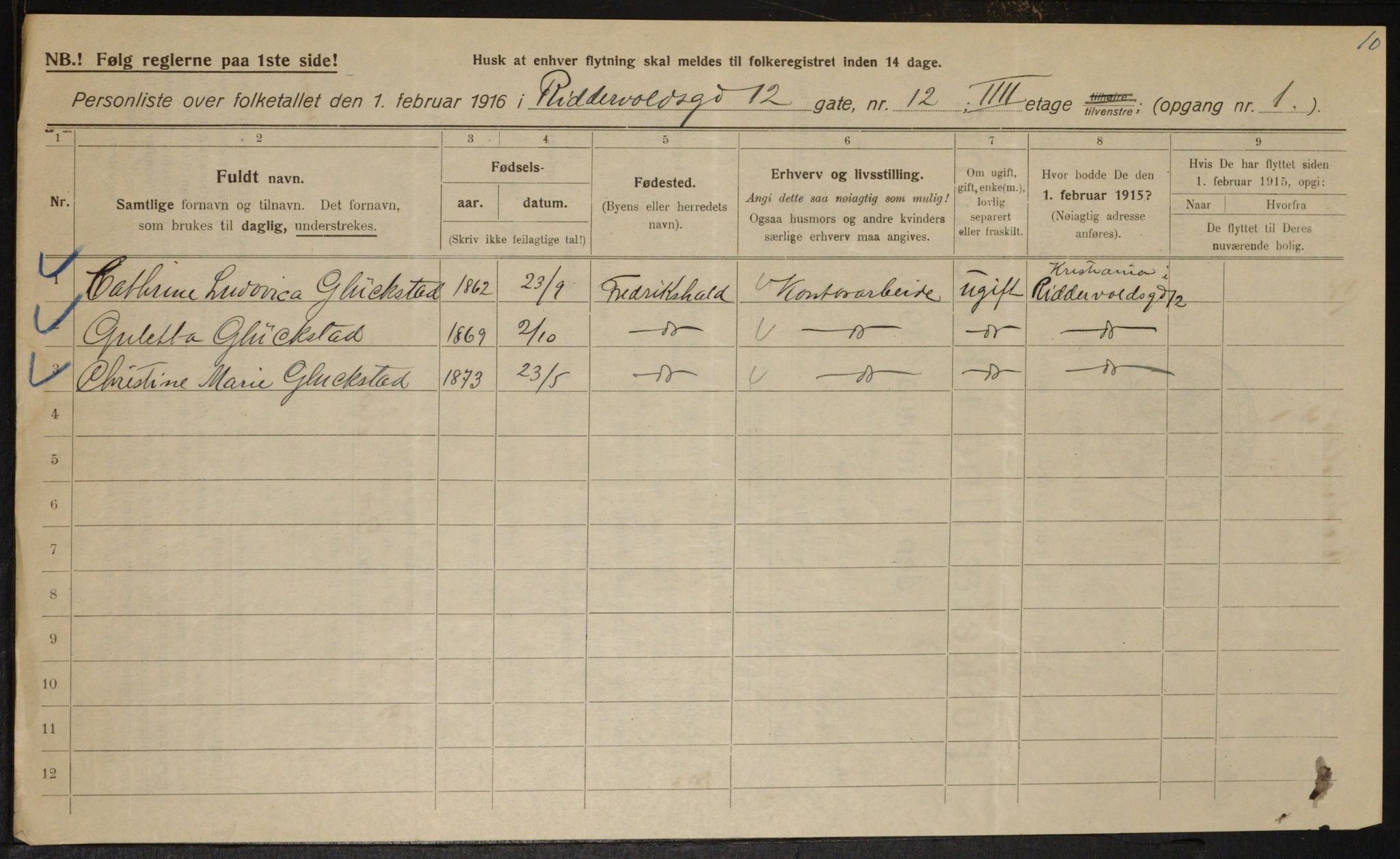 OBA, Municipal Census 1916 for Kristiania, 1916, p. 85328