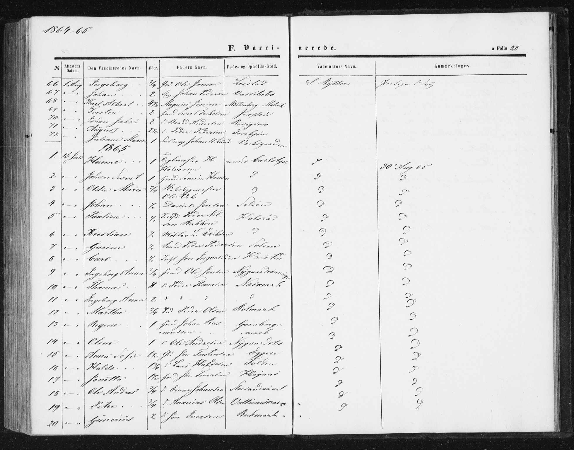 Ministerialprotokoller, klokkerbøker og fødselsregistre - Sør-Trøndelag, SAT/A-1456/616/L0408: Parish register (official) no. 616A05, 1857-1865, p. 20
