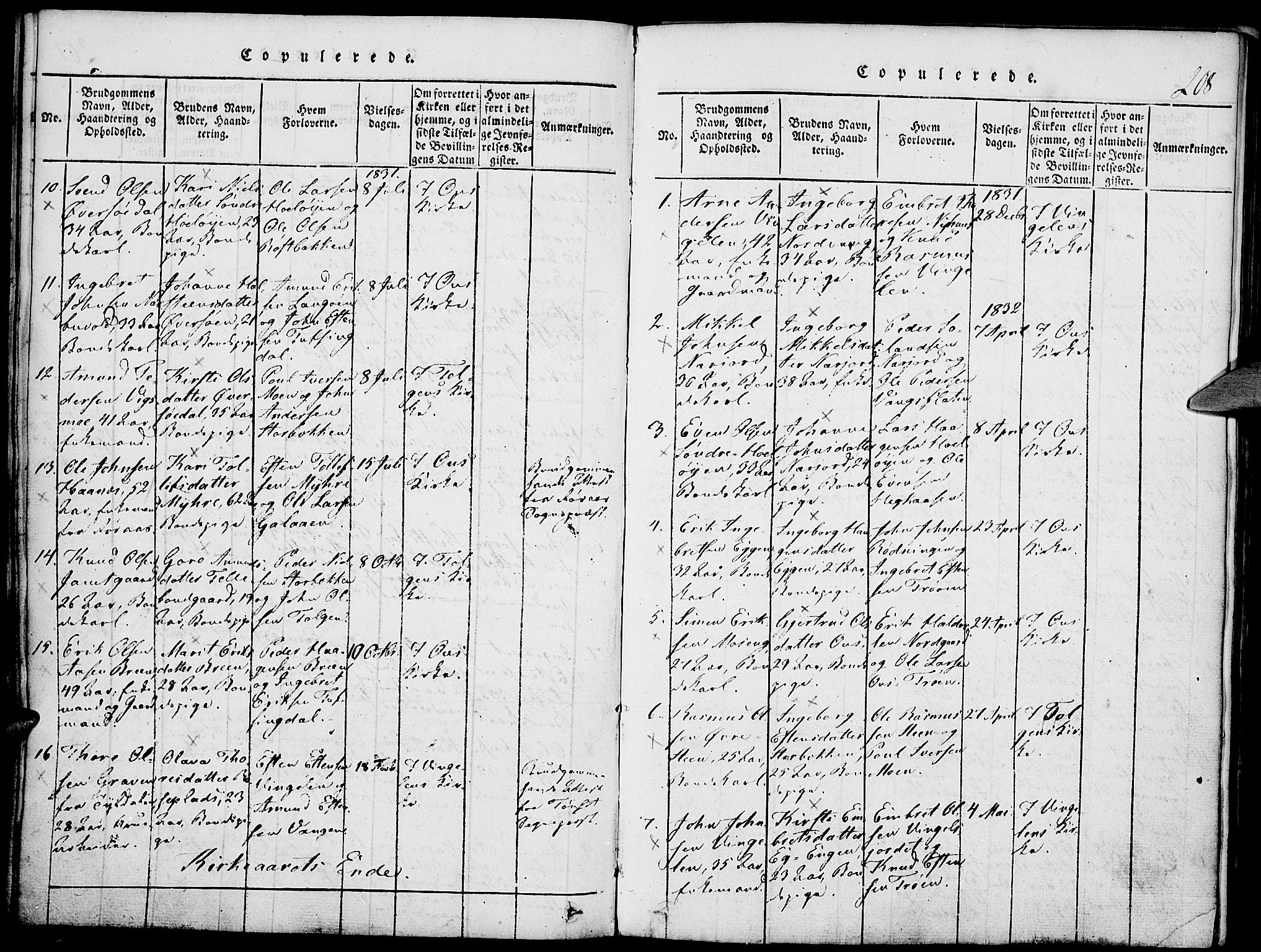 Tolga prestekontor, SAH/PREST-062/K/L0004: Parish register (official) no. 4, 1815-1836, p. 208