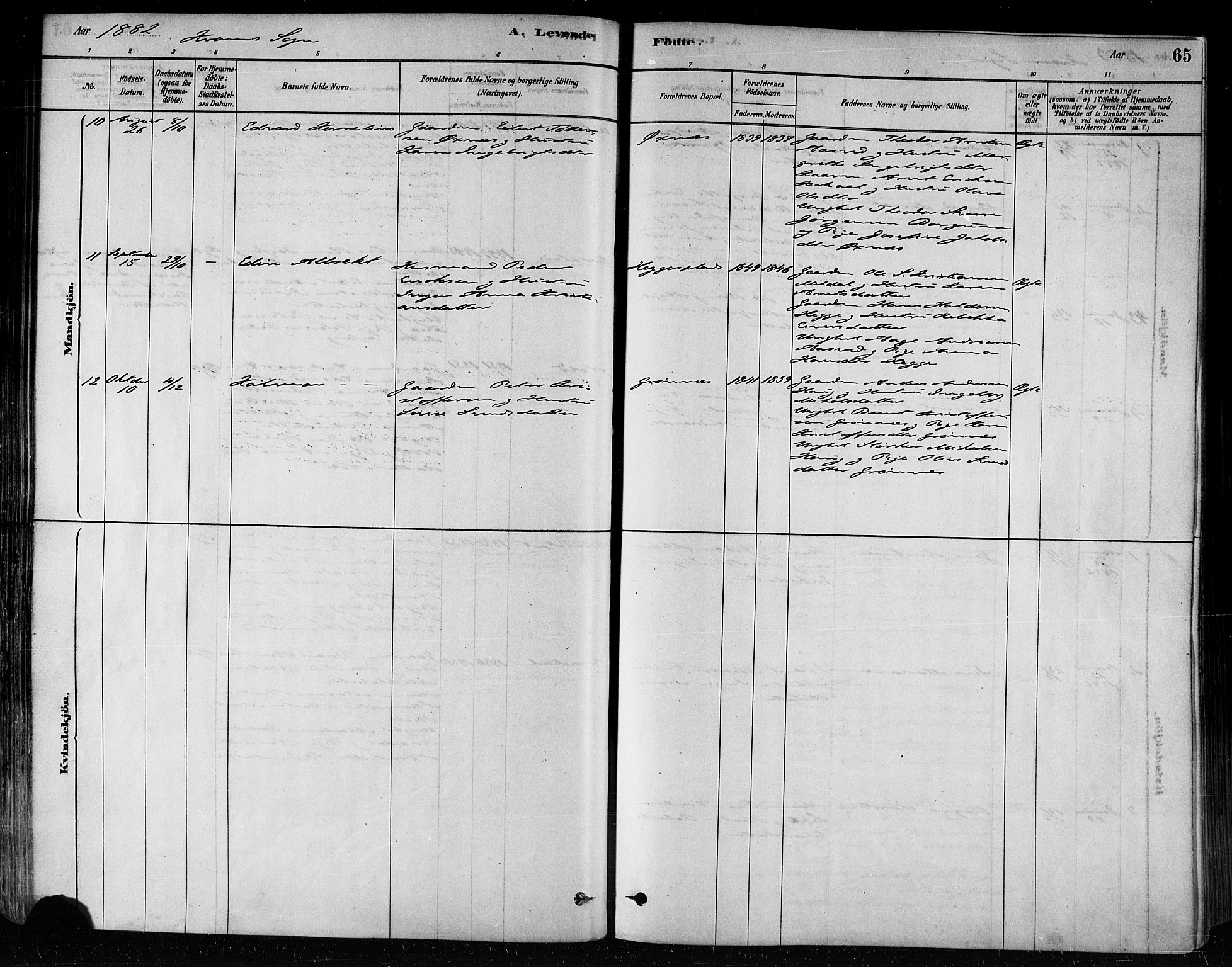 Ministerialprotokoller, klokkerbøker og fødselsregistre - Nord-Trøndelag, SAT/A-1458/746/L0449: Parish register (official) no. 746A07 /2, 1878-1899, p. 65