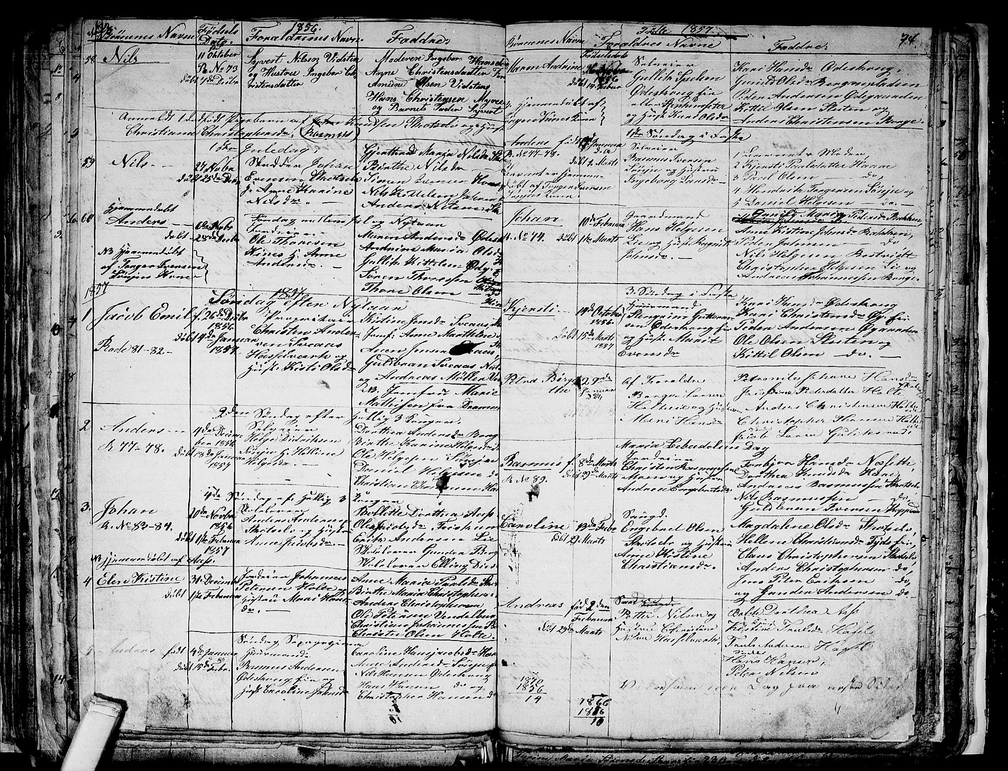 Eiker kirkebøker, AV/SAKO-A-4/G/Gb/L0001: Parish register (copy) no. II 1, 1844-1864, p. 73-74