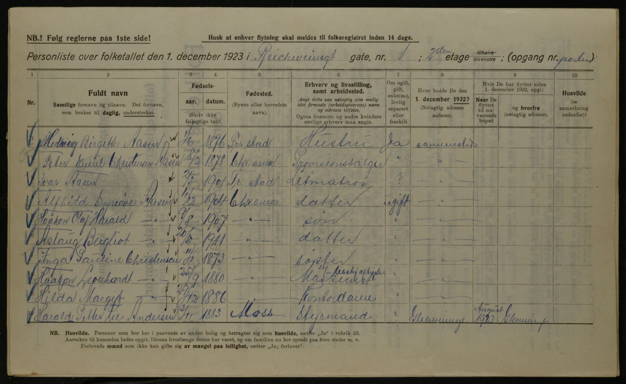 OBA, Municipal Census 1923 for Kristiania, 1923, p. 91321