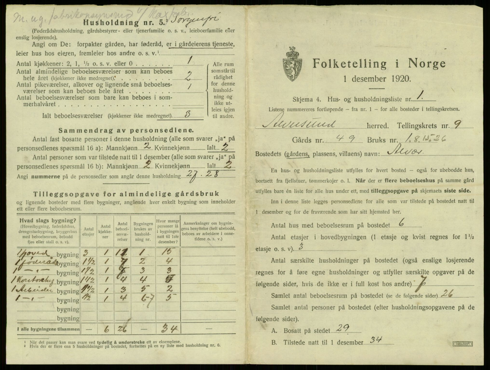 SAB, 1920 census for Alversund, 1920, p. 668
