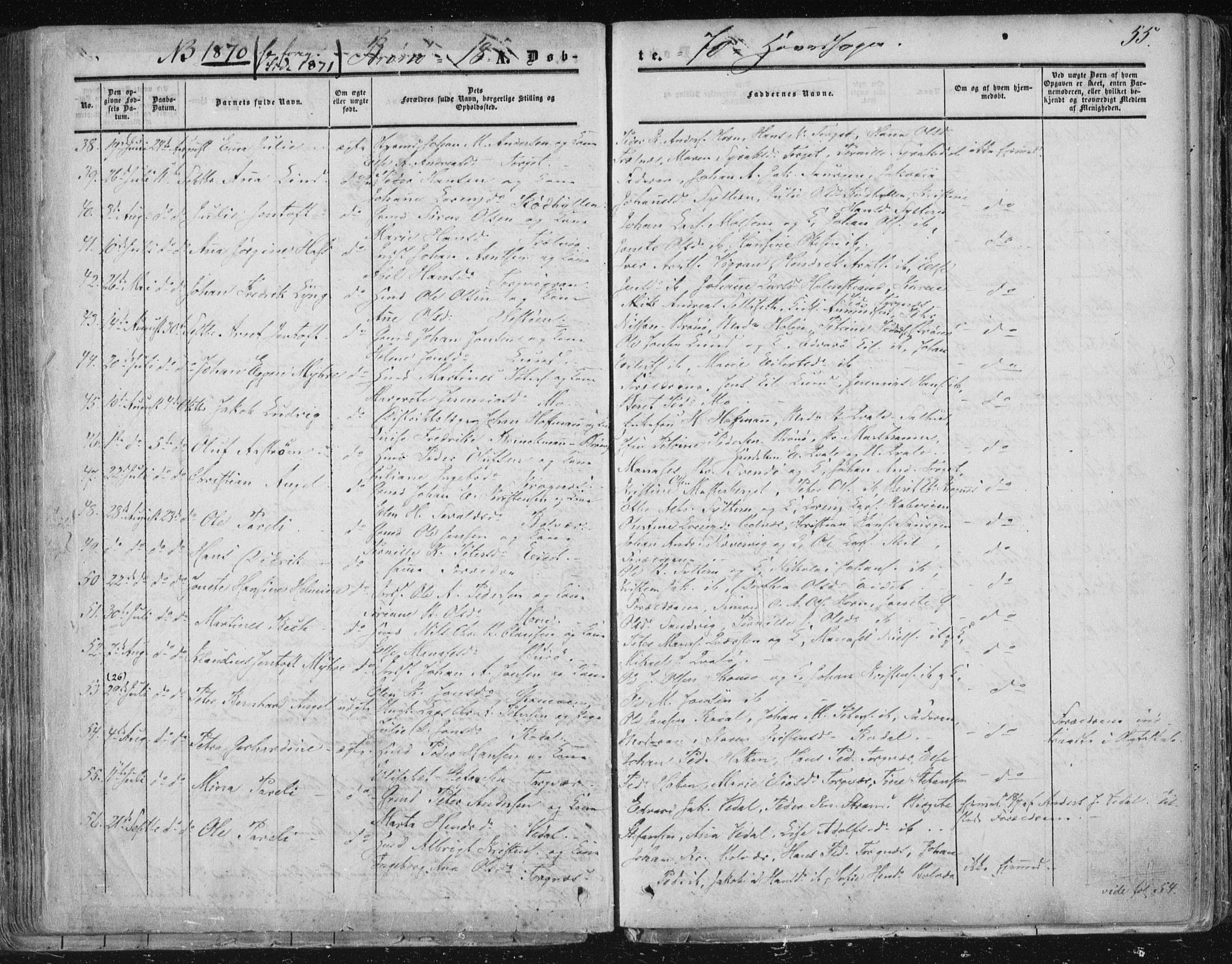 Ministerialprotokoller, klokkerbøker og fødselsregistre - Nordland, SAT/A-1459/813/L0198: Parish register (official) no. 813A08, 1834-1874, p. 55
