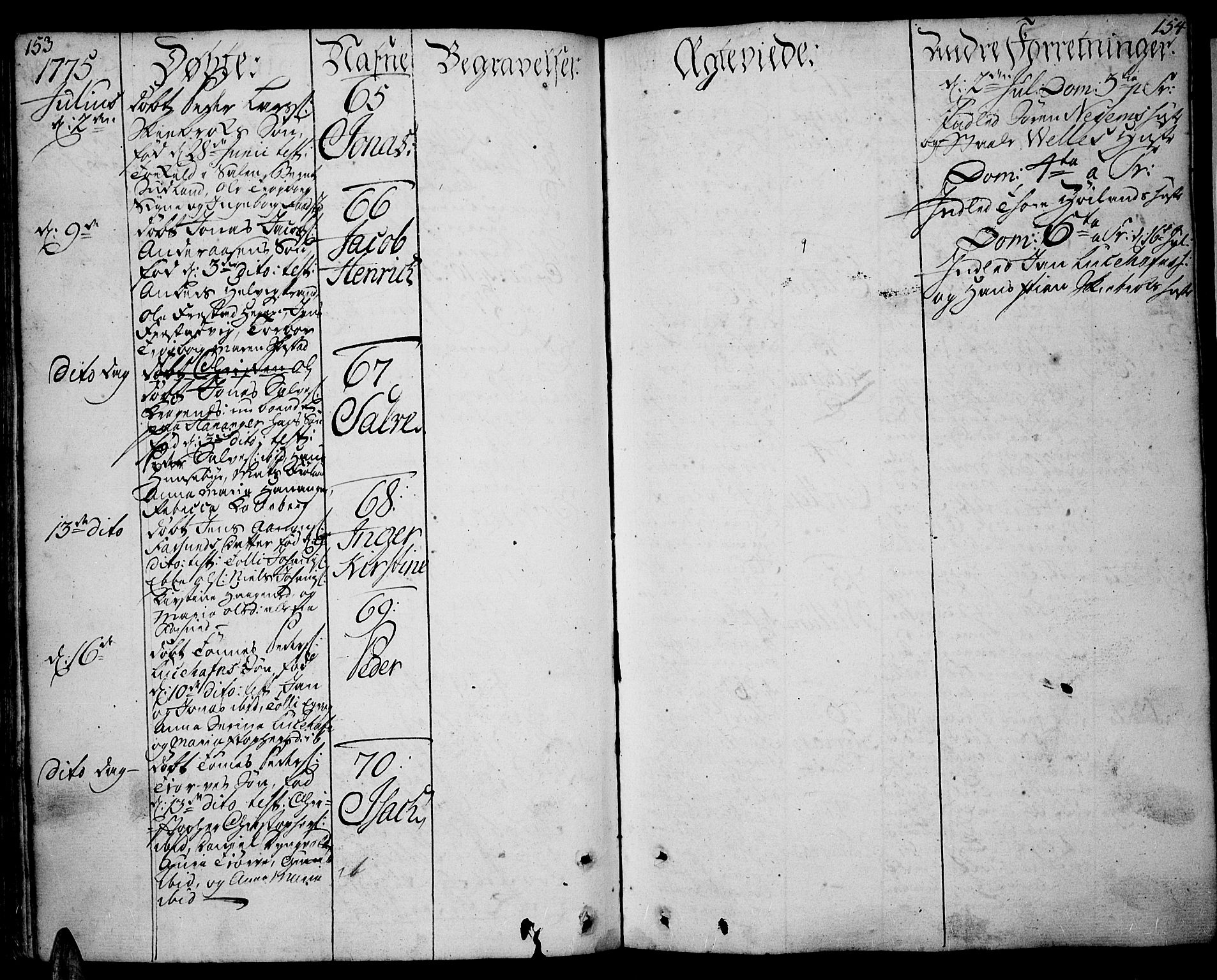 Lista sokneprestkontor, SAK/1111-0027/F/Fa/L0004: Parish register (official) no. A 4, 1768-1794, p. 153-154