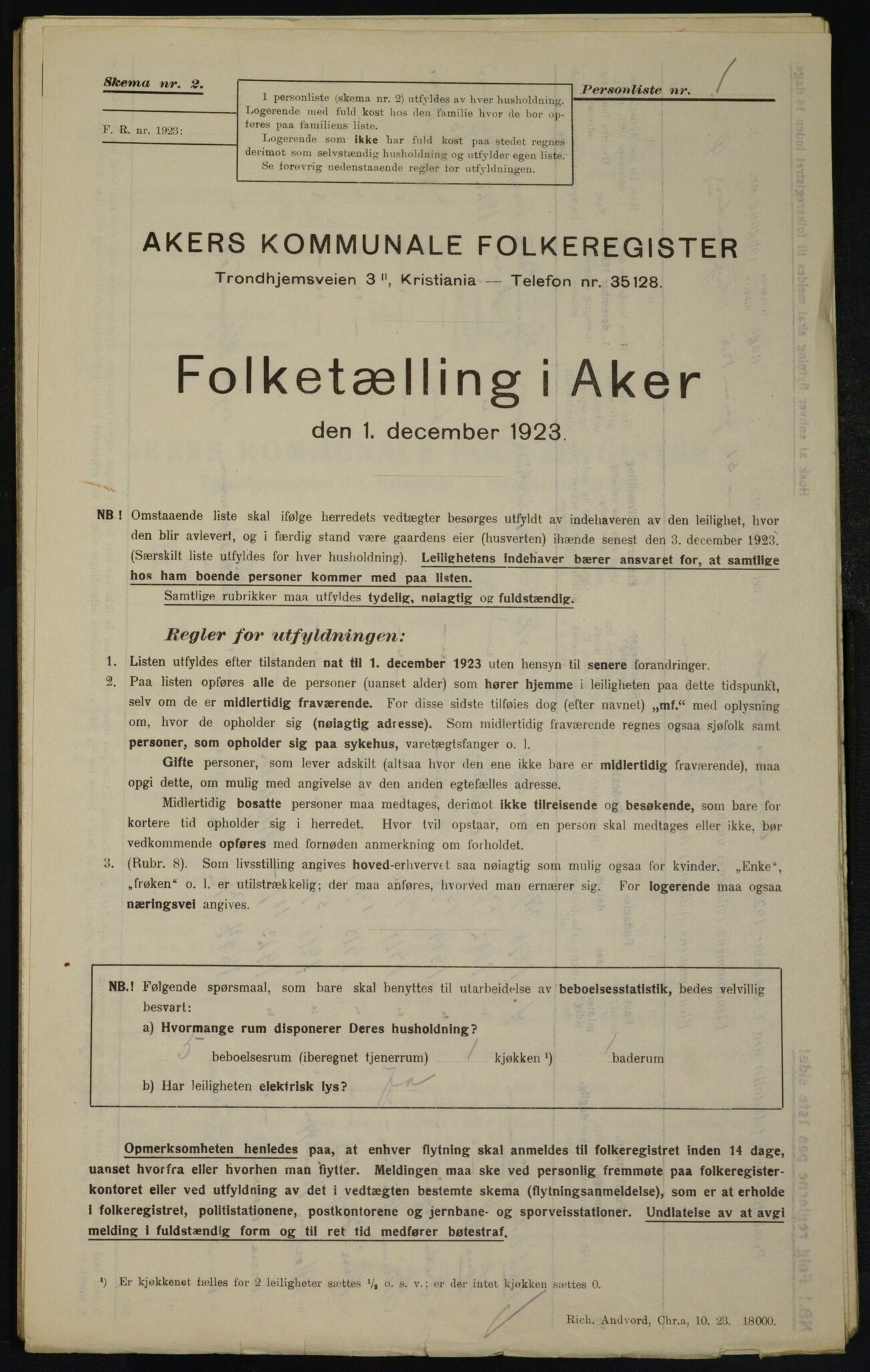 , Municipal Census 1923 for Aker, 1923, p. 22482