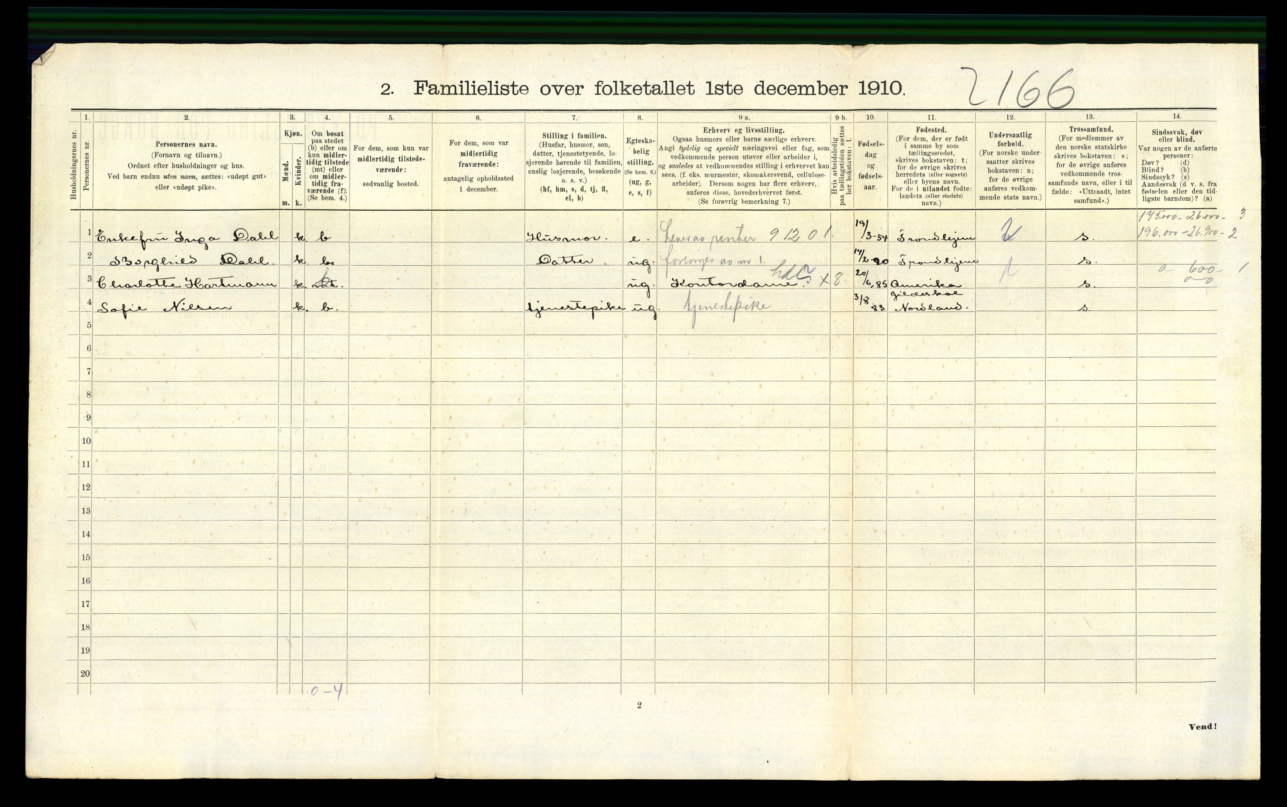 RA, 1910 census for Trondheim, 1910, p. 2458