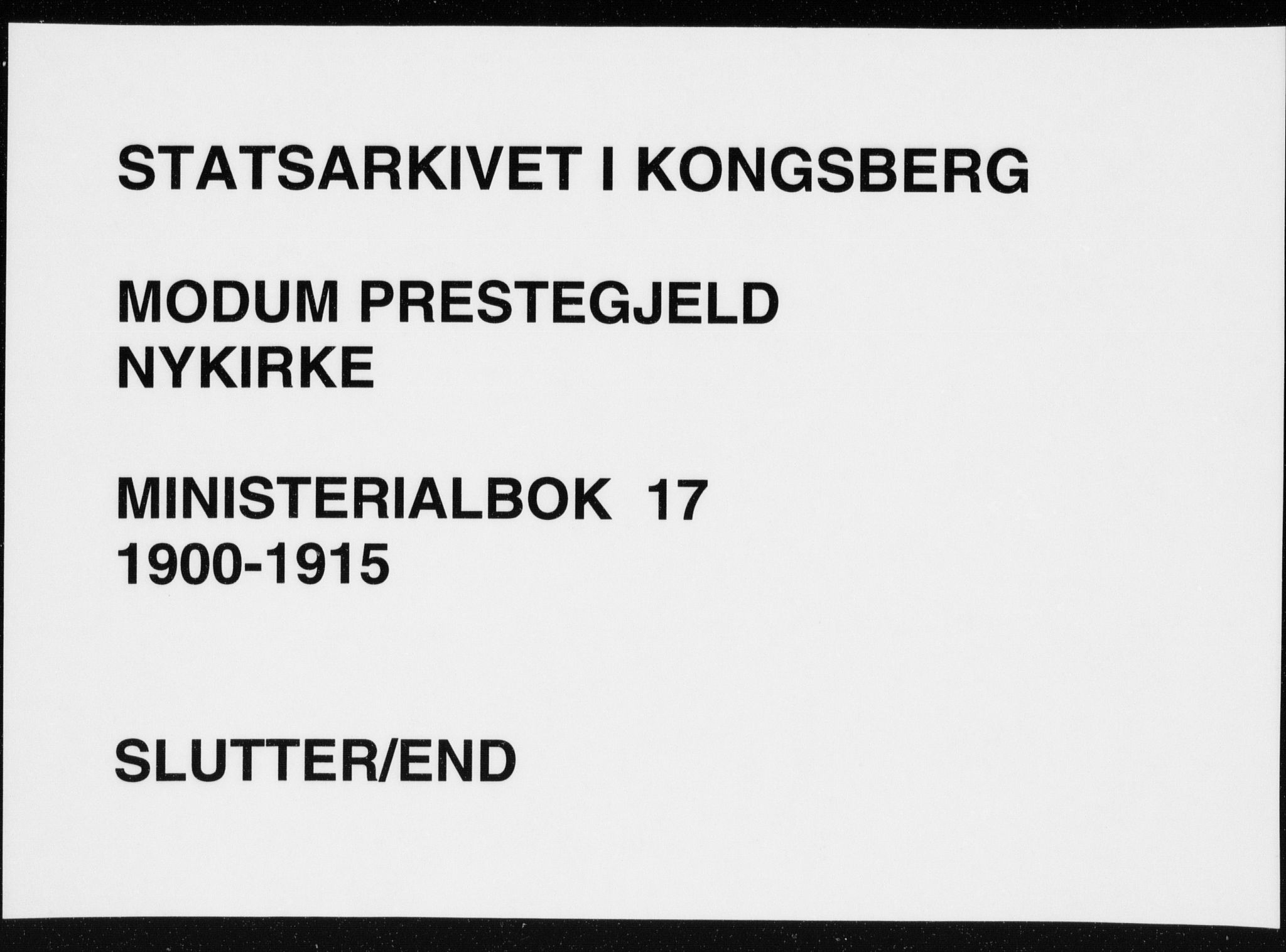 Modum kirkebøker, AV/SAKO-A-234/F/Fa/L0017: Parish register (official) no. 17, 1900-1915