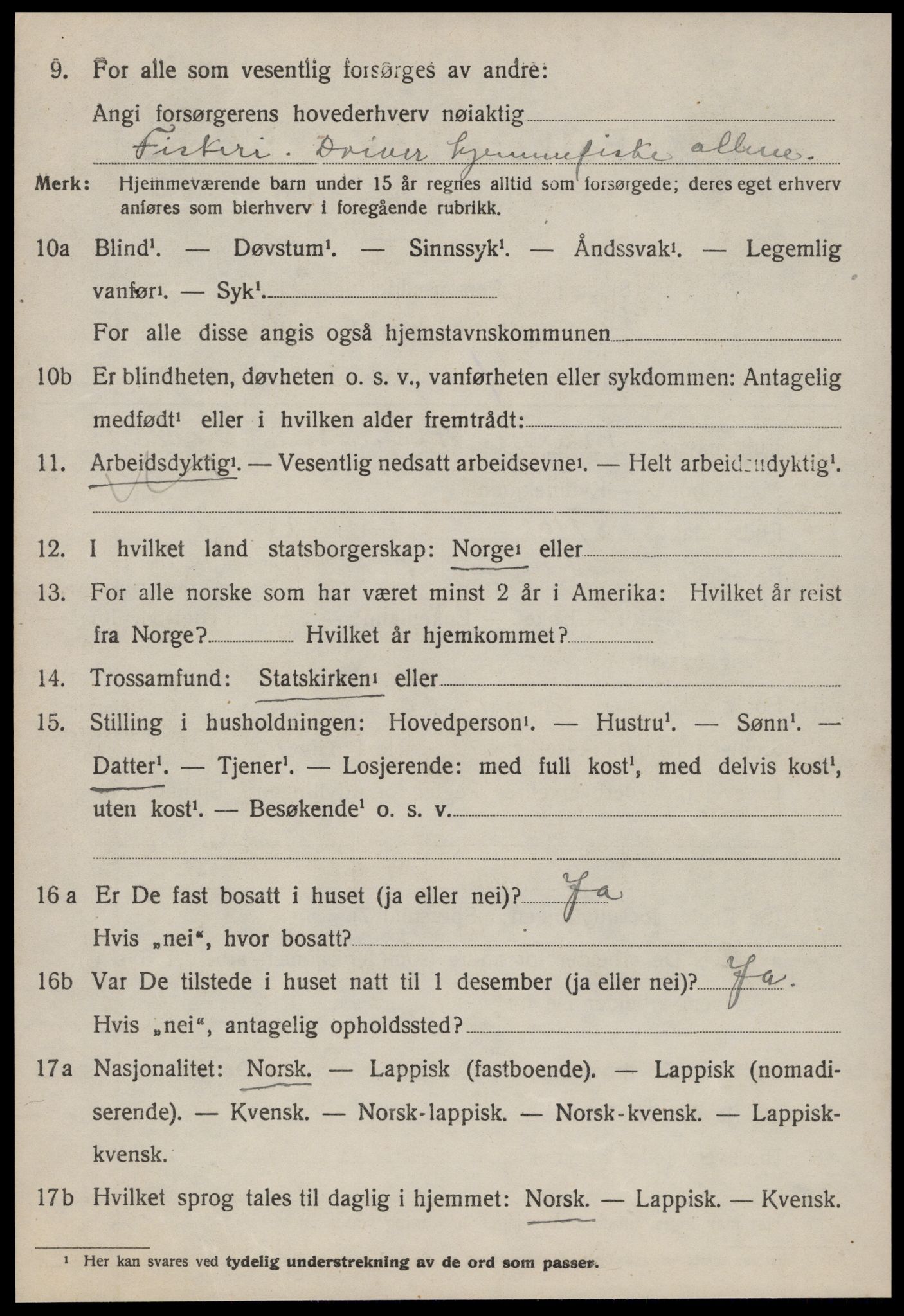 SAT, 1920 census for Kvenvær, 1920, p. 451