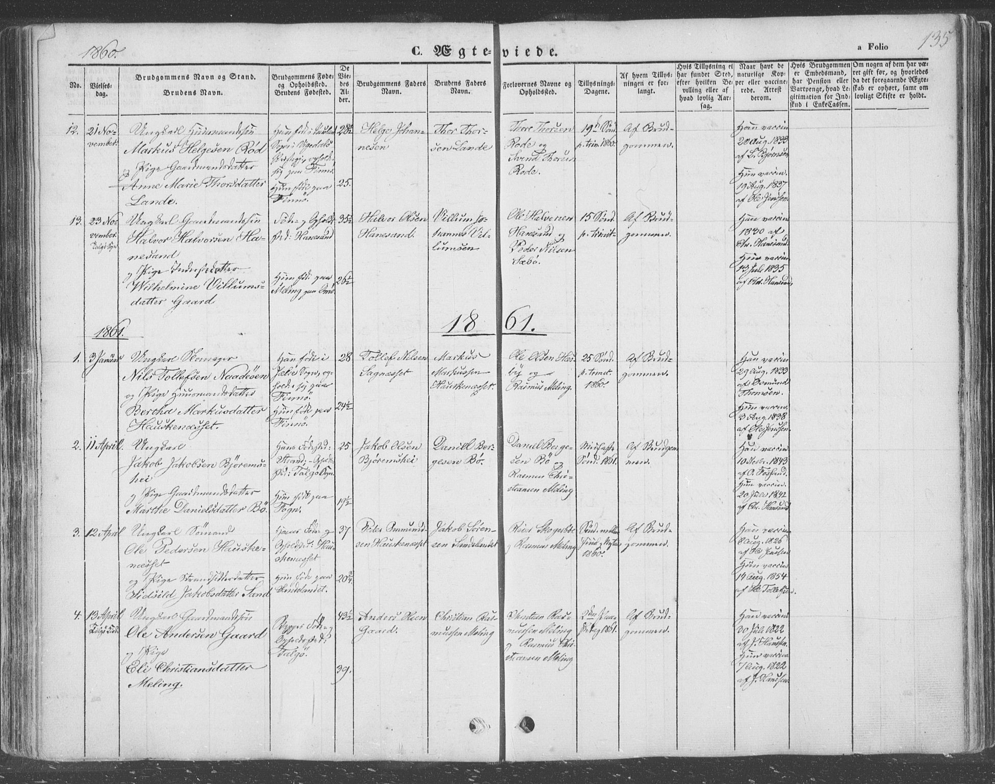 Finnøy sokneprestkontor, SAST/A-101825/H/Ha/Haa/L0007: Parish register (official) no. A 7, 1847-1862, p. 135