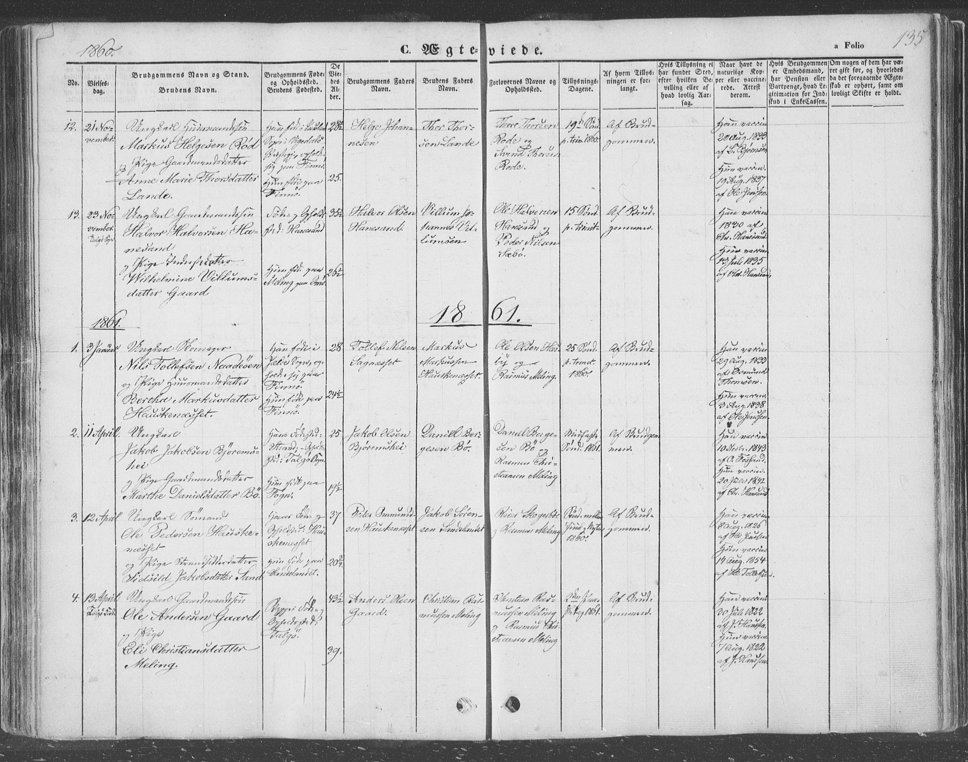 Finnøy sokneprestkontor, AV/SAST-A-101825/H/Ha/Haa/L0007: Parish register (official) no. A 7, 1847-1862, p. 135