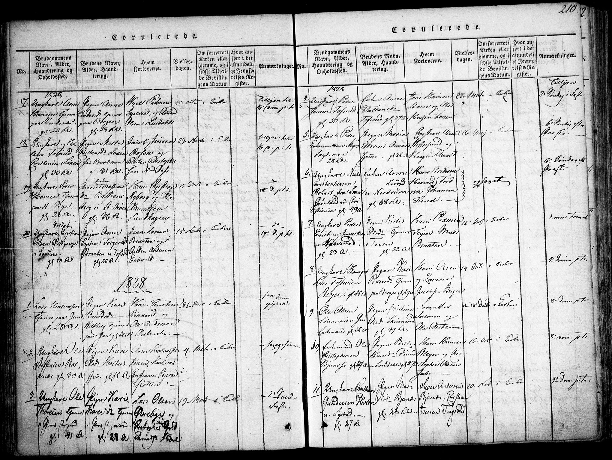 Fet prestekontor Kirkebøker, AV/SAO-A-10370a/F/Fa/L0008: Parish register (official) no. I 8, 1815-1842, p. 210