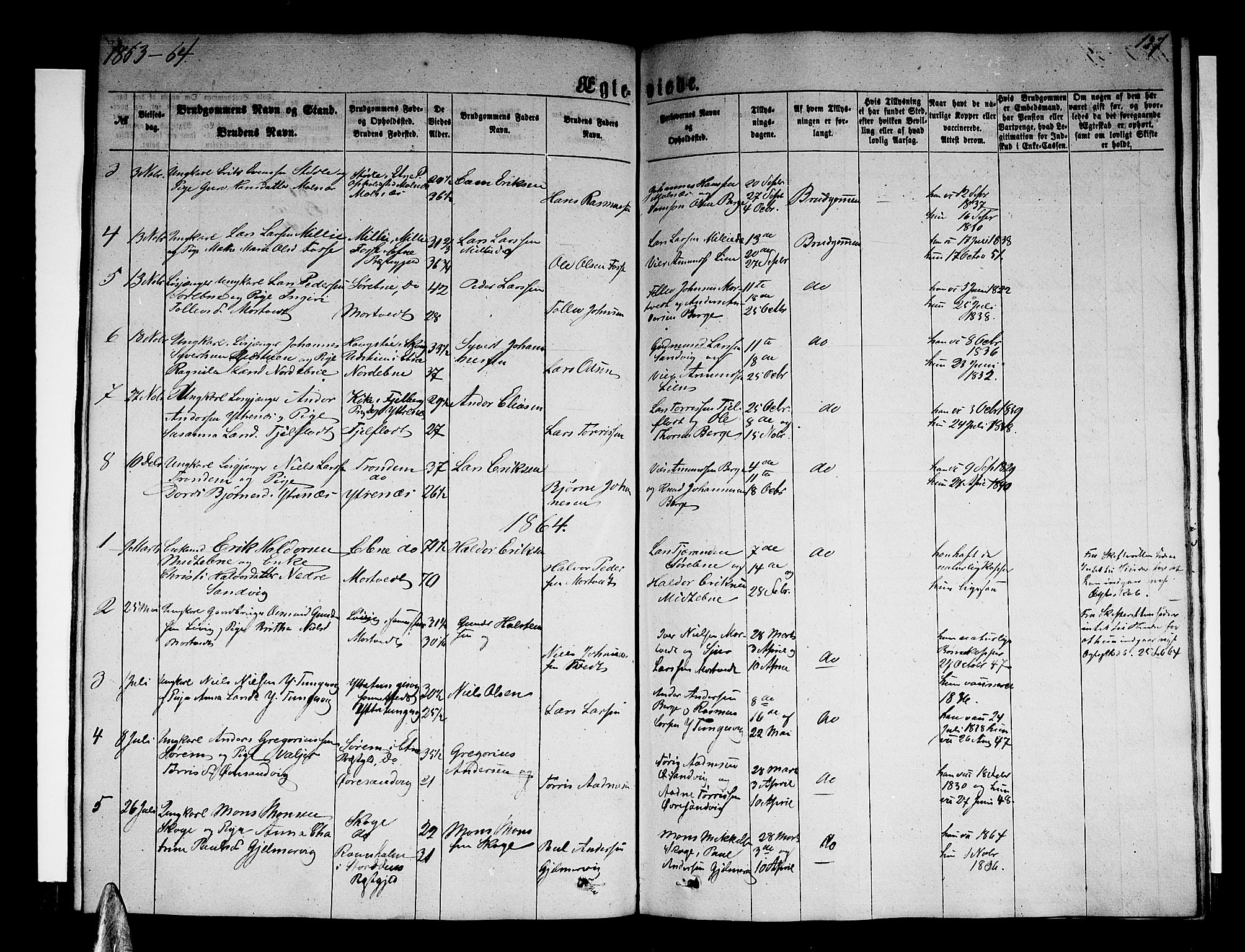 Skånevik sokneprestembete, AV/SAB-A-77801/H/Hab: Parish register (copy) no. A 1, 1860-1887, p. 127