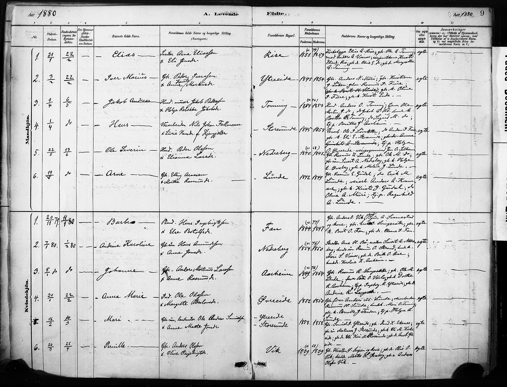 Stryn Sokneprestembete, SAB/A-82501: Parish register (official) no. B 1, 1878-1907, p. 9