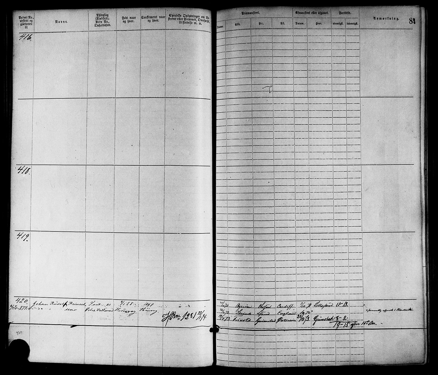 Lillesand mønstringskrets, AV/SAK-2031-0014/F/Fa/L0004: Annotasjonsrulle nr 1-1920 med register, G-1, 1869-1891, p. 108