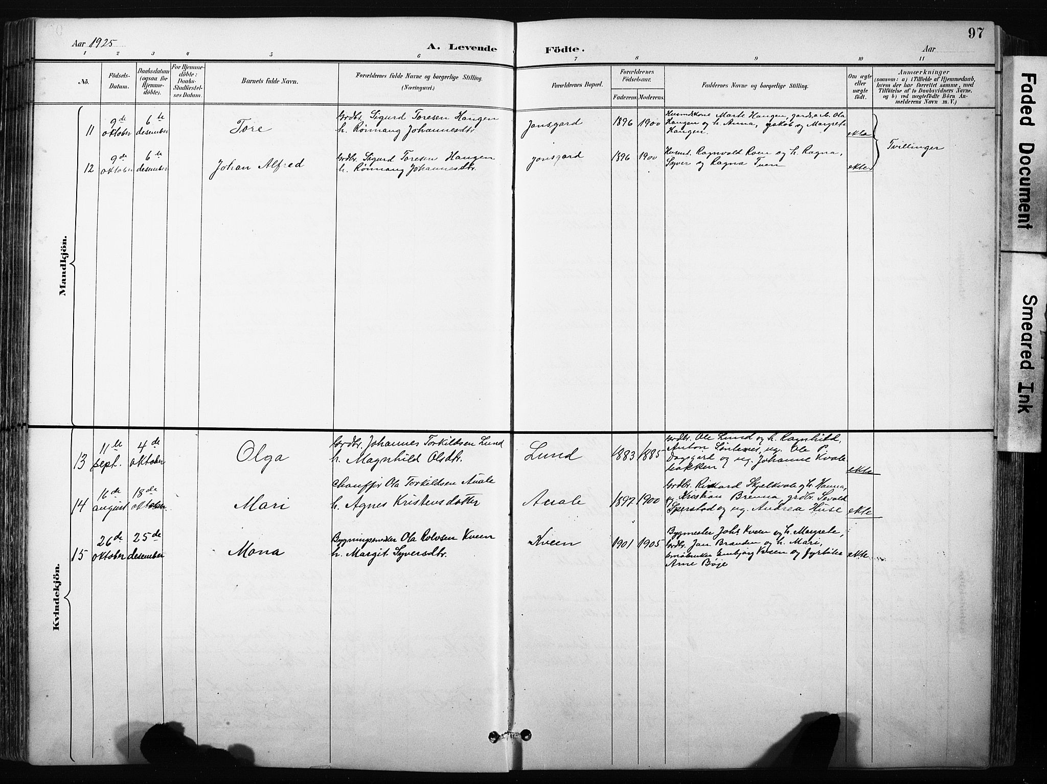 Skjåk prestekontor, SAH/PREST-072/H/Ha/Hab/L0003: Parish register (copy) no. 3, 1893-1932, p. 97