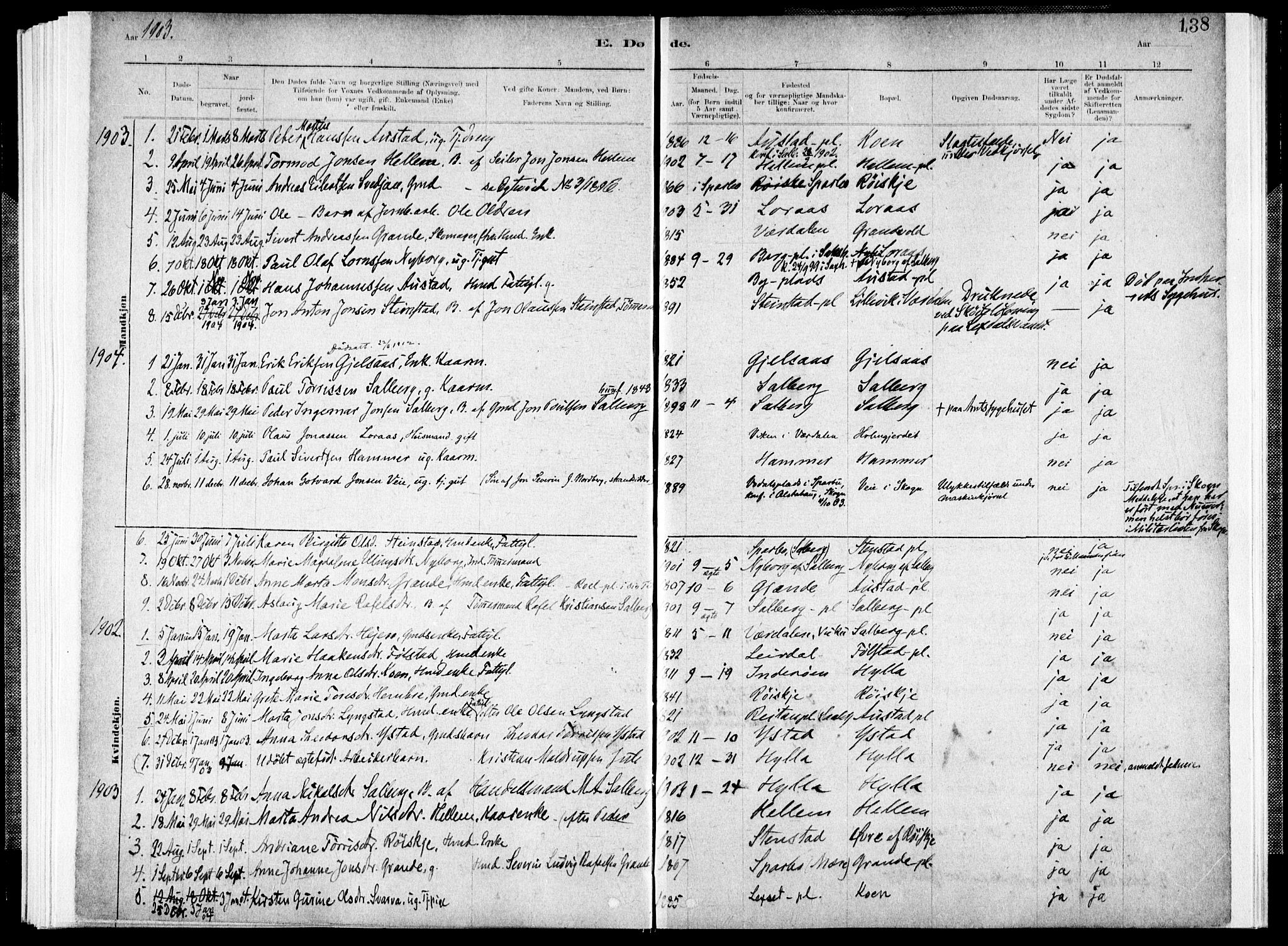 Ministerialprotokoller, klokkerbøker og fødselsregistre - Nord-Trøndelag, SAT/A-1458/731/L0309: Parish register (official) no. 731A01, 1879-1918, p. 138