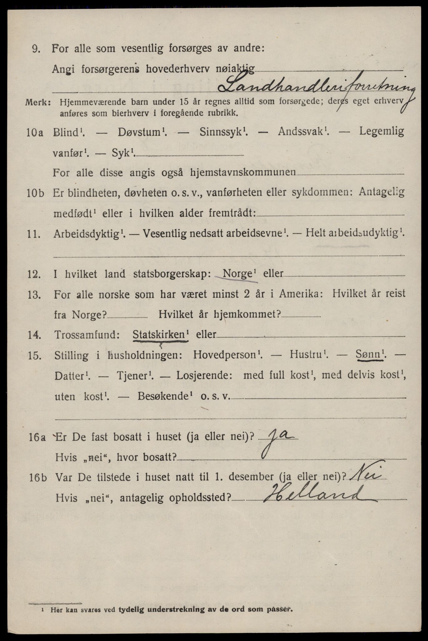 SAST, 1920 census for Rennesøy, 1920, p. 1009