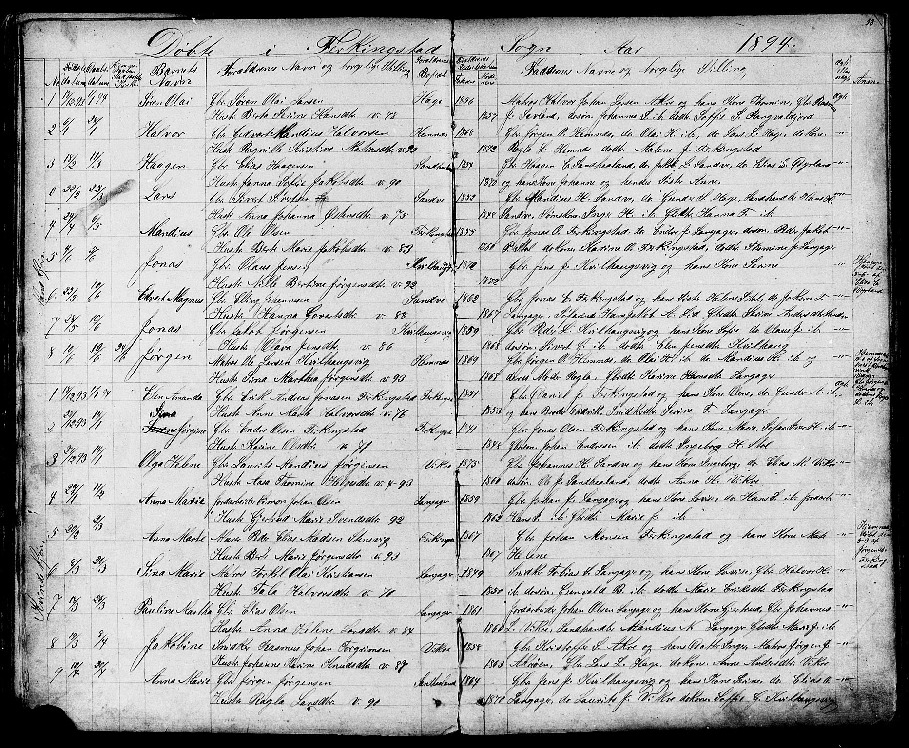 Skudenes sokneprestkontor, AV/SAST-A -101849/H/Ha/Hab/L0006: Parish register (copy) no. B 6, 1874-1908, p. 53