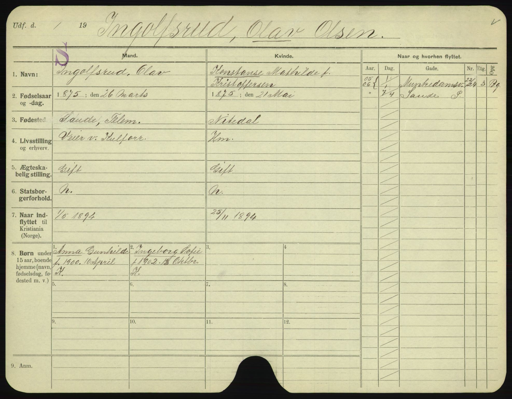 Oslo folkeregister, Registerkort, AV/SAO-A-11715/F/Fa/Fac/L0005: Menn, 1906-1914, p. 16a