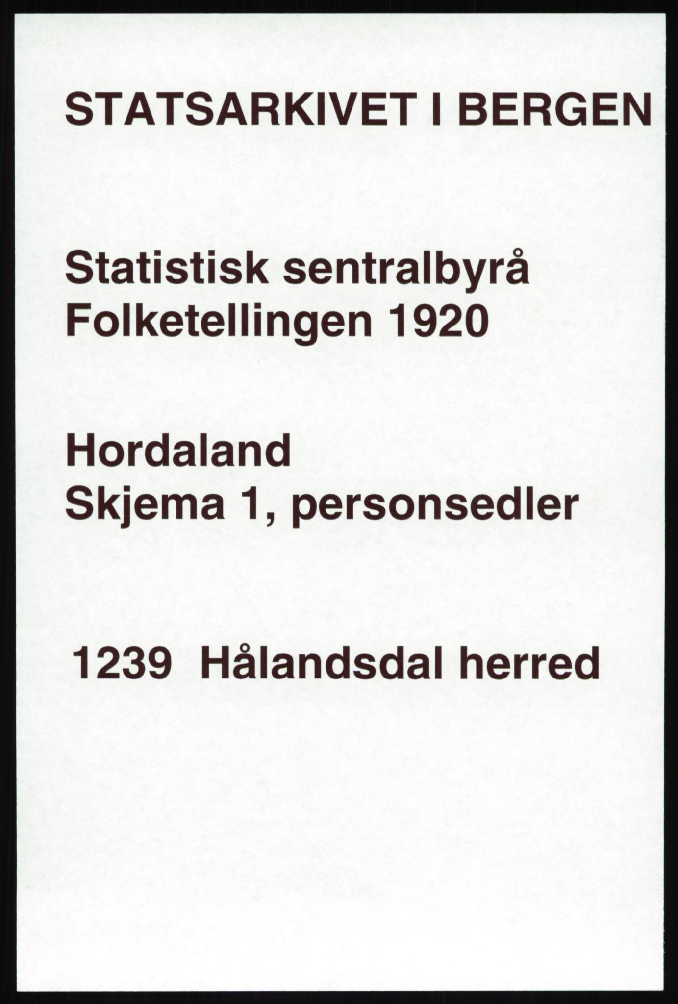 SAB, 1920 census for Hålandsdal, 1920, p. 238