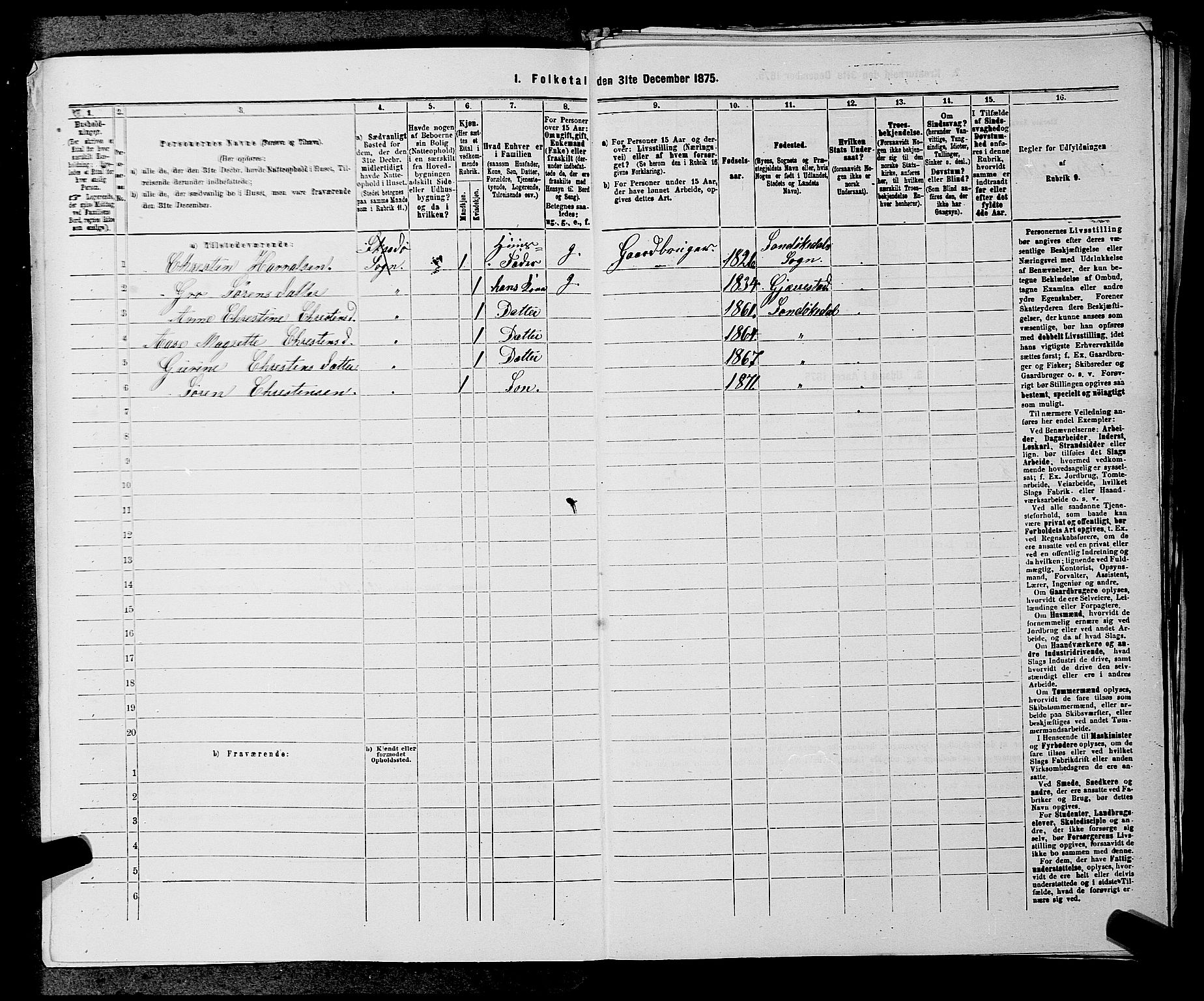 SAKO, 1875 census for 0816P Sannidal, 1875, p. 749