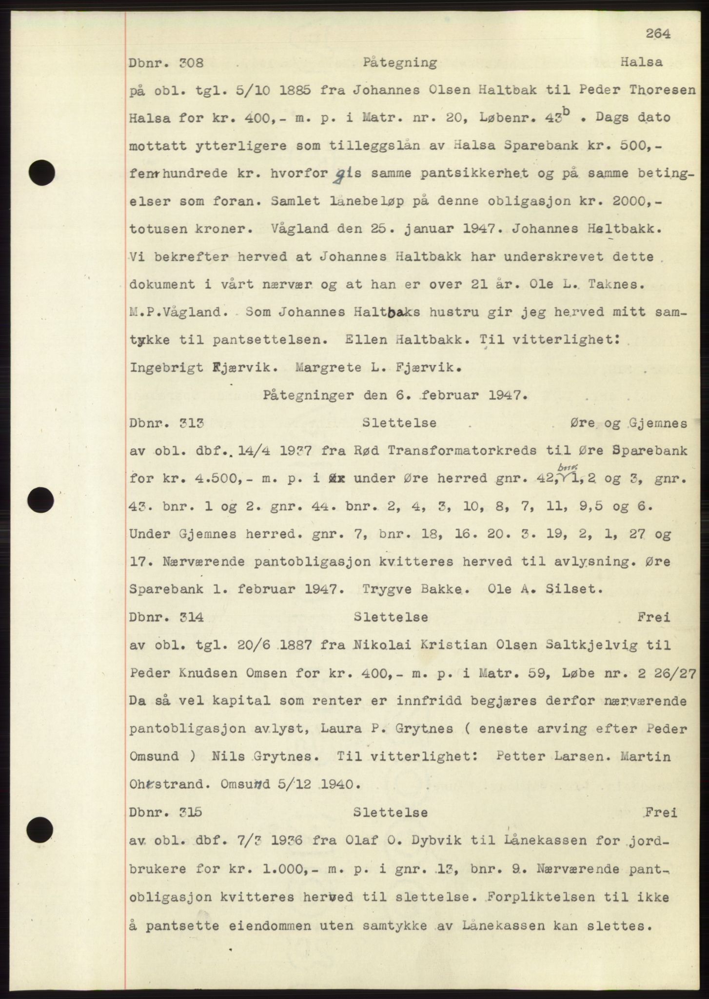 Nordmøre sorenskriveri, SAT/A-4132/1/2/2Ca: Mortgage book no. C82b, 1946-1951, Diary no: : 308/1947