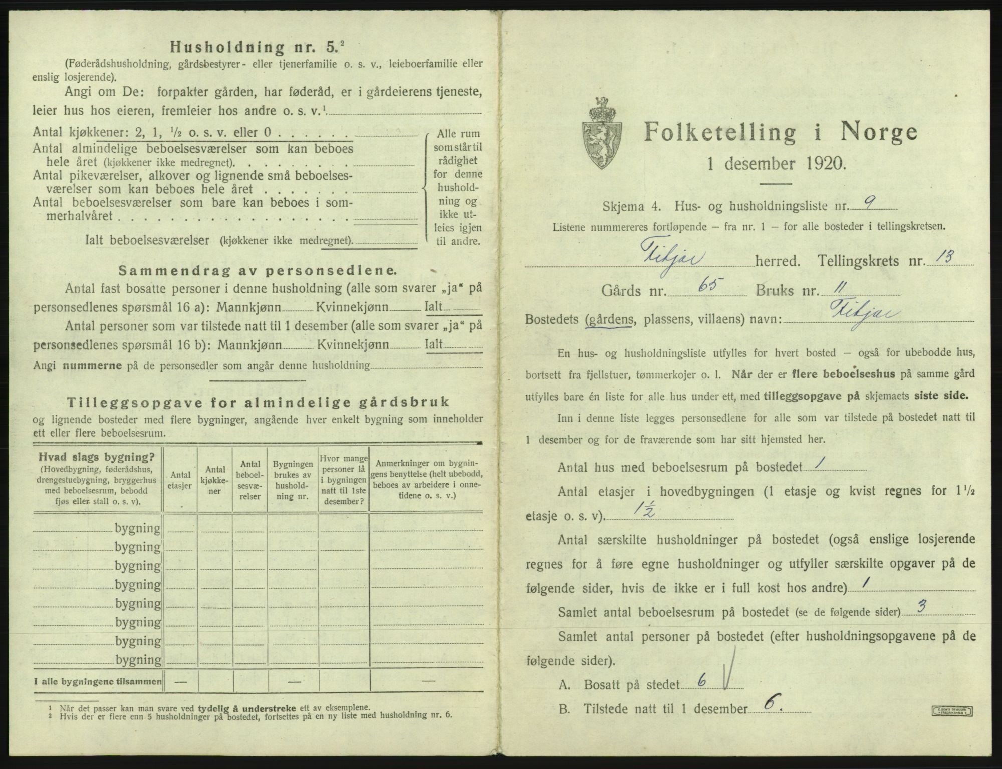 SAB, 1920 census for Fitjar, 1920, p. 742