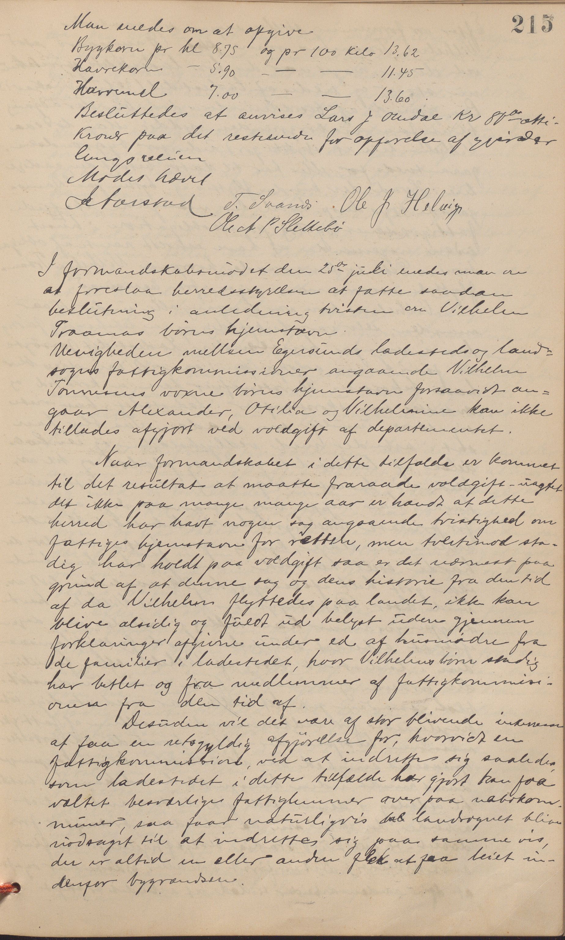 Eigersund kommune (Herredet) - Formannskapet, IKAR/K-100447/A/Aa/L0003: Møtebok, 1887-1896, p. 215