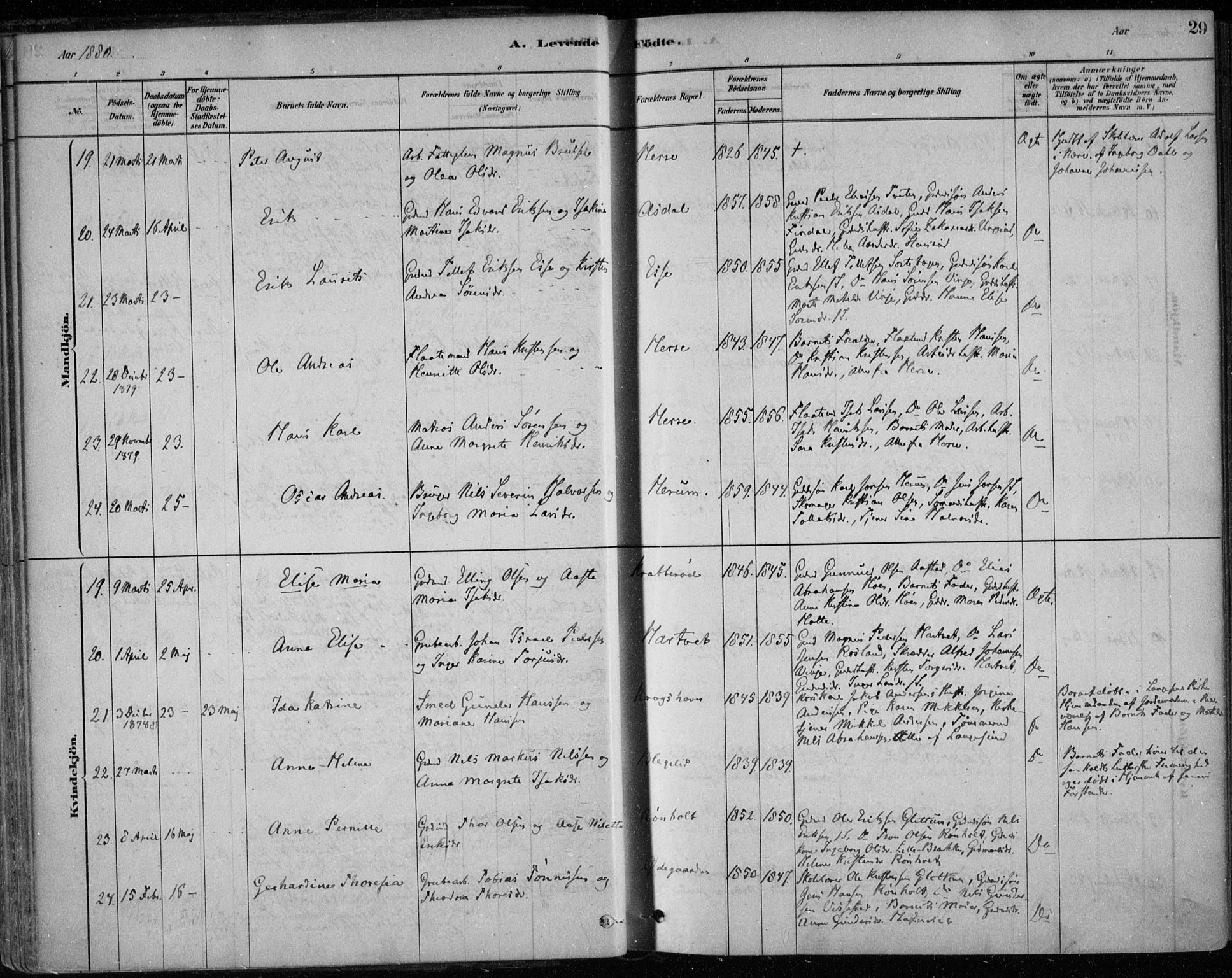 Bamble kirkebøker, AV/SAKO-A-253/F/Fa/L0007: Parish register (official) no. I 7, 1878-1888, p. 29