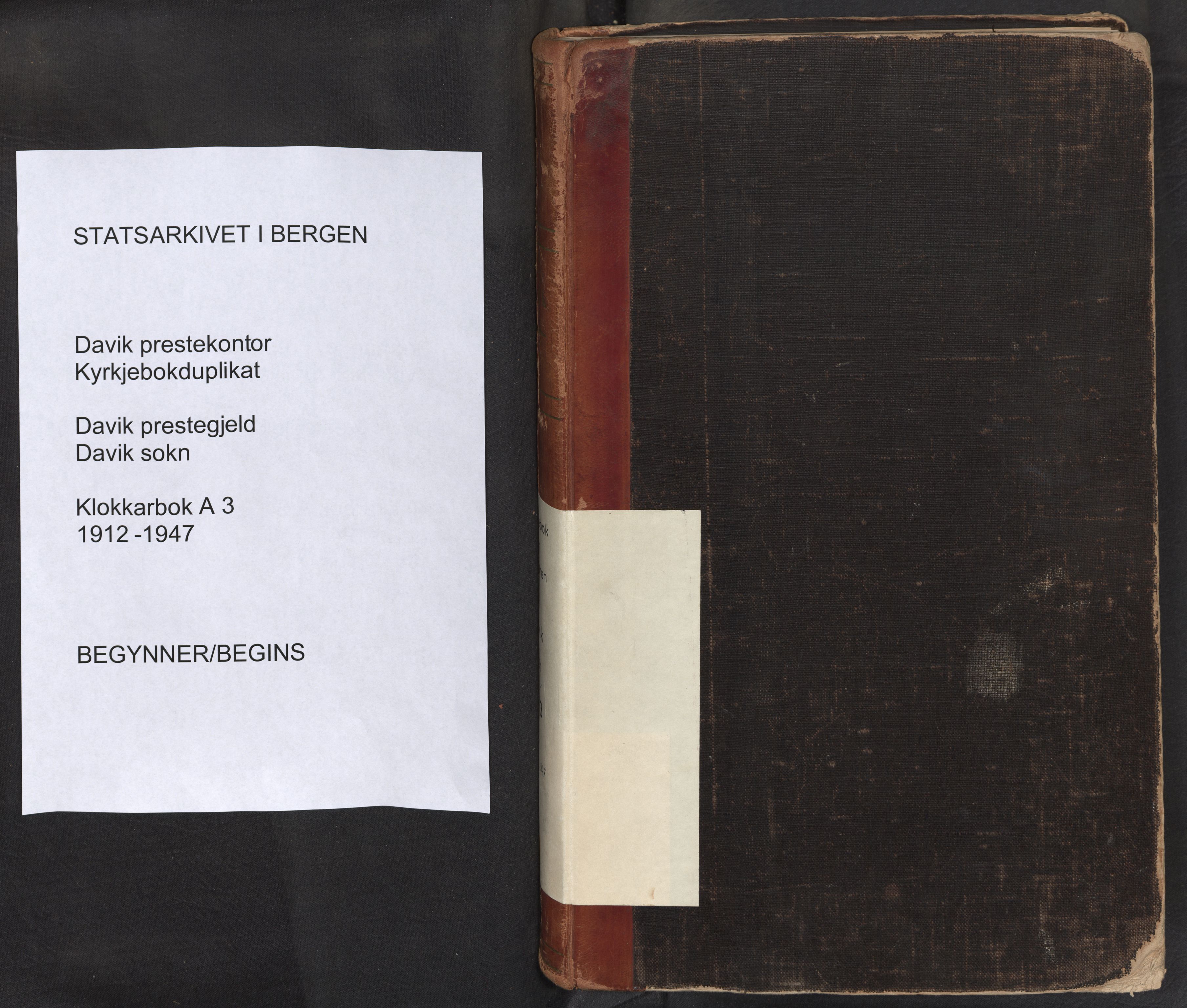 Davik sokneprestembete, SAB/A-79701/H/Hab/Haba/L0003: Parish register (copy) no. A 3, 1912-1947