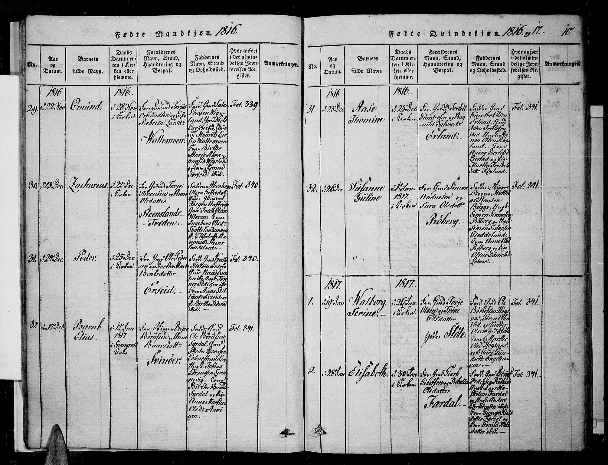 Sør-Audnedal sokneprestkontor, AV/SAK-1111-0039/F/Fa/Fab/L0005: Parish register (official) no. A 5, 1816-1830, p. 10