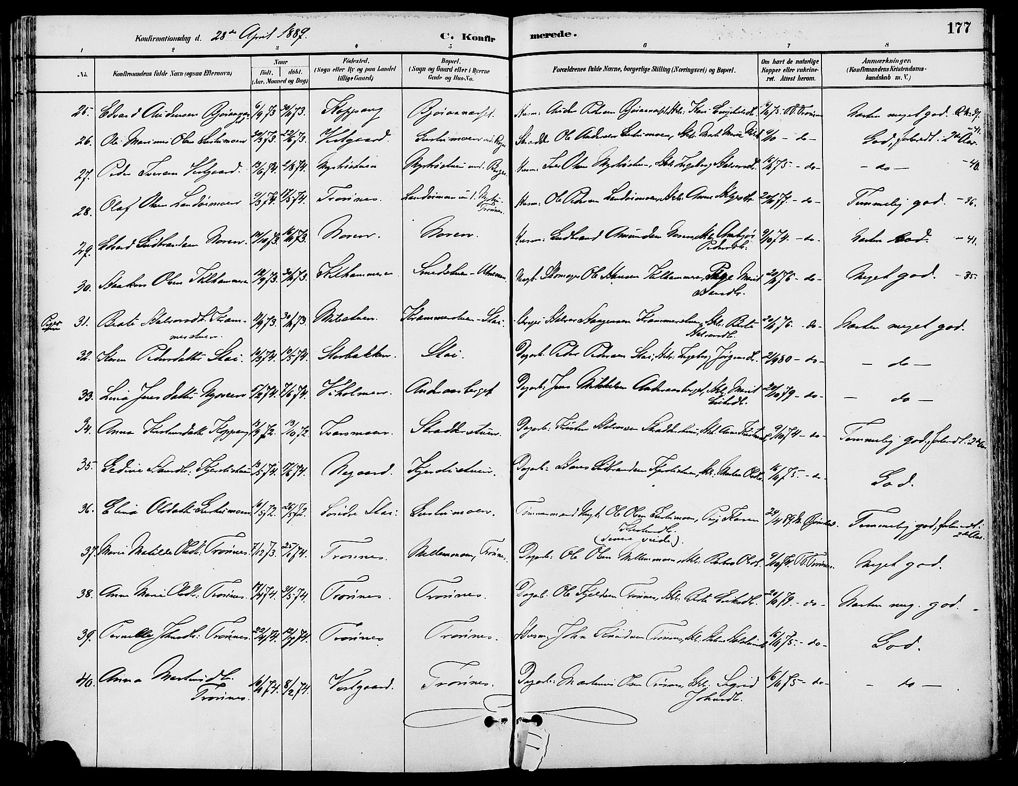 Stor-Elvdal prestekontor, AV/SAH-PREST-052/H/Ha/Haa/L0002: Parish register (official) no. 2, 1882-1907, p. 177