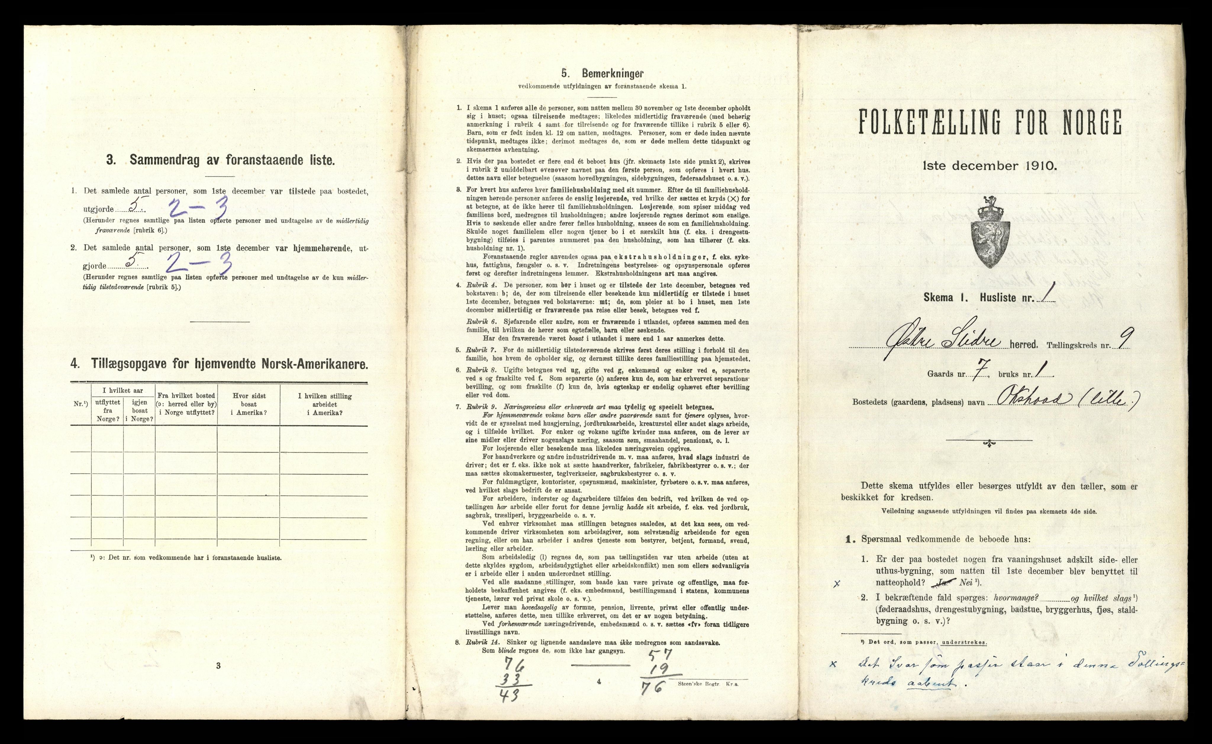 RA, 1910 census for Øystre Slidre, 1910, p. 768