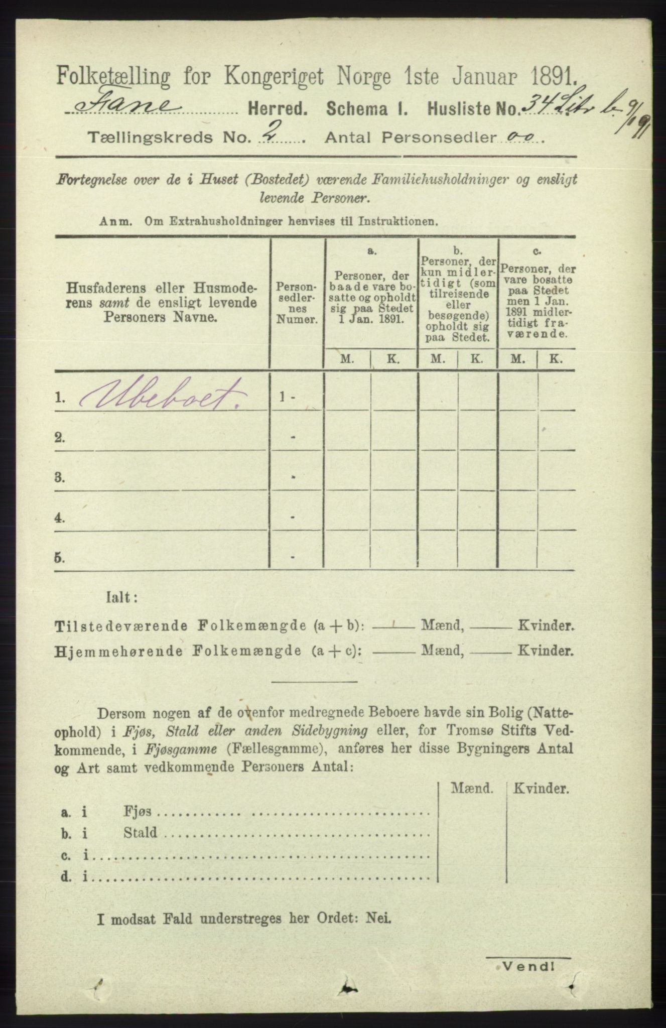RA, 1891 census for 1249 Fana, 1891, p. 545