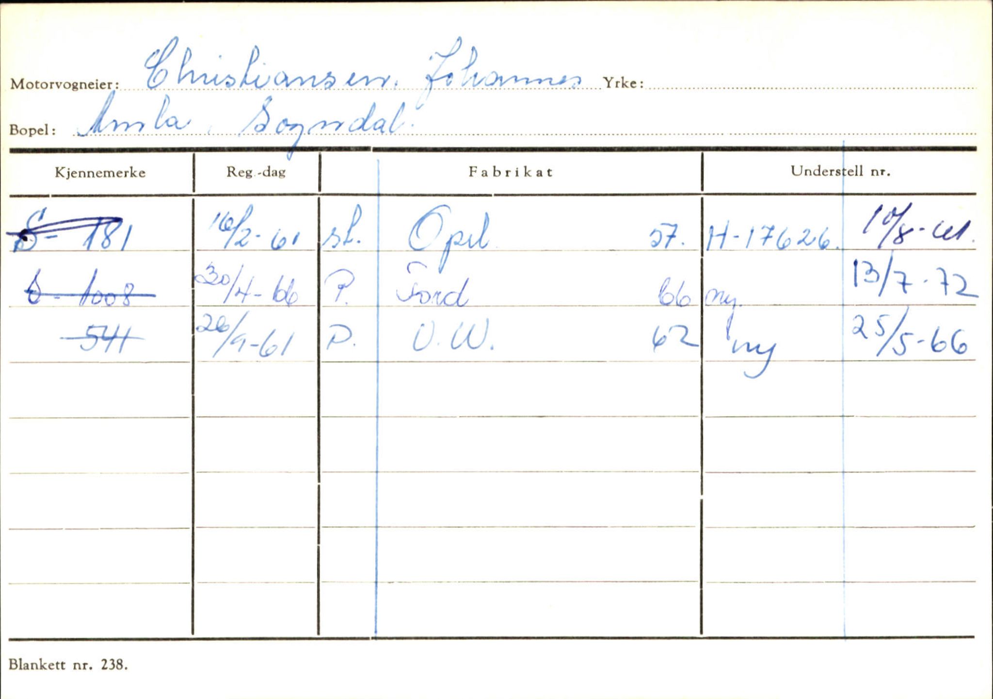 Statens vegvesen, Sogn og Fjordane vegkontor, SAB/A-5301/4/F/L0124: Eigarregister Sogndal A-U, 1945-1975, p. 286