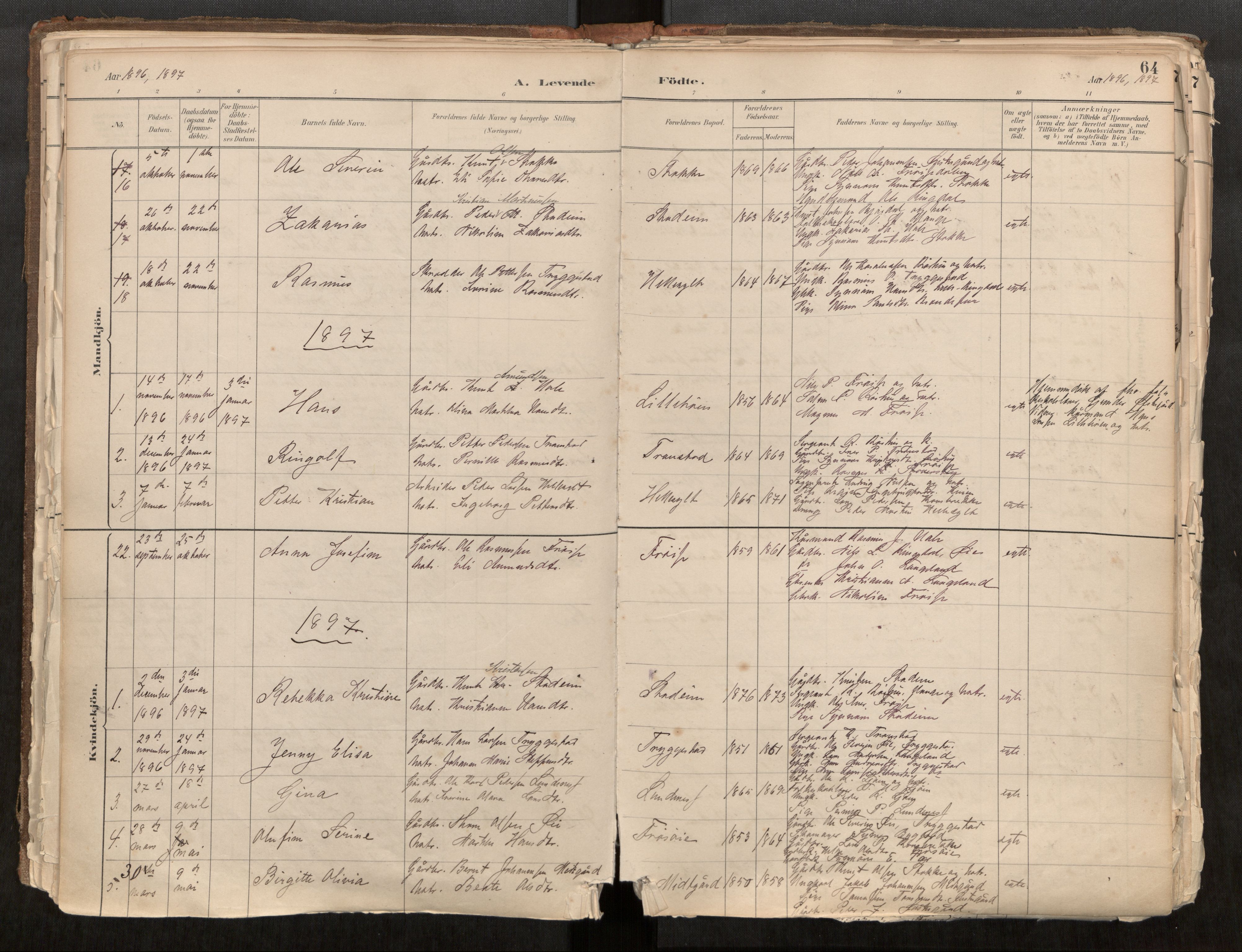 Sunnylven sokneprestkontor, SAT/A-1007: Parish register (official) no. 517A08, 1882-1939, p. 64