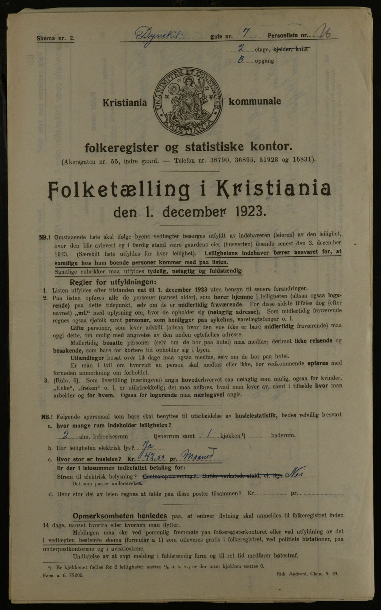 OBA, Municipal Census 1923 for Kristiania, 1923, p. 19480