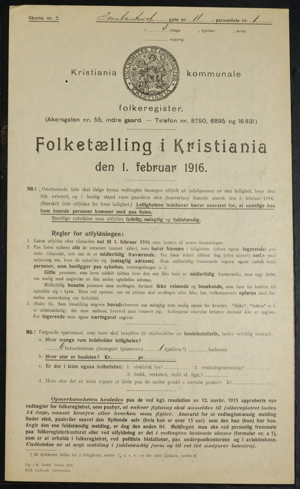 OBA, Municipal Census 1916 for Kristiania, 1916, p. 48049