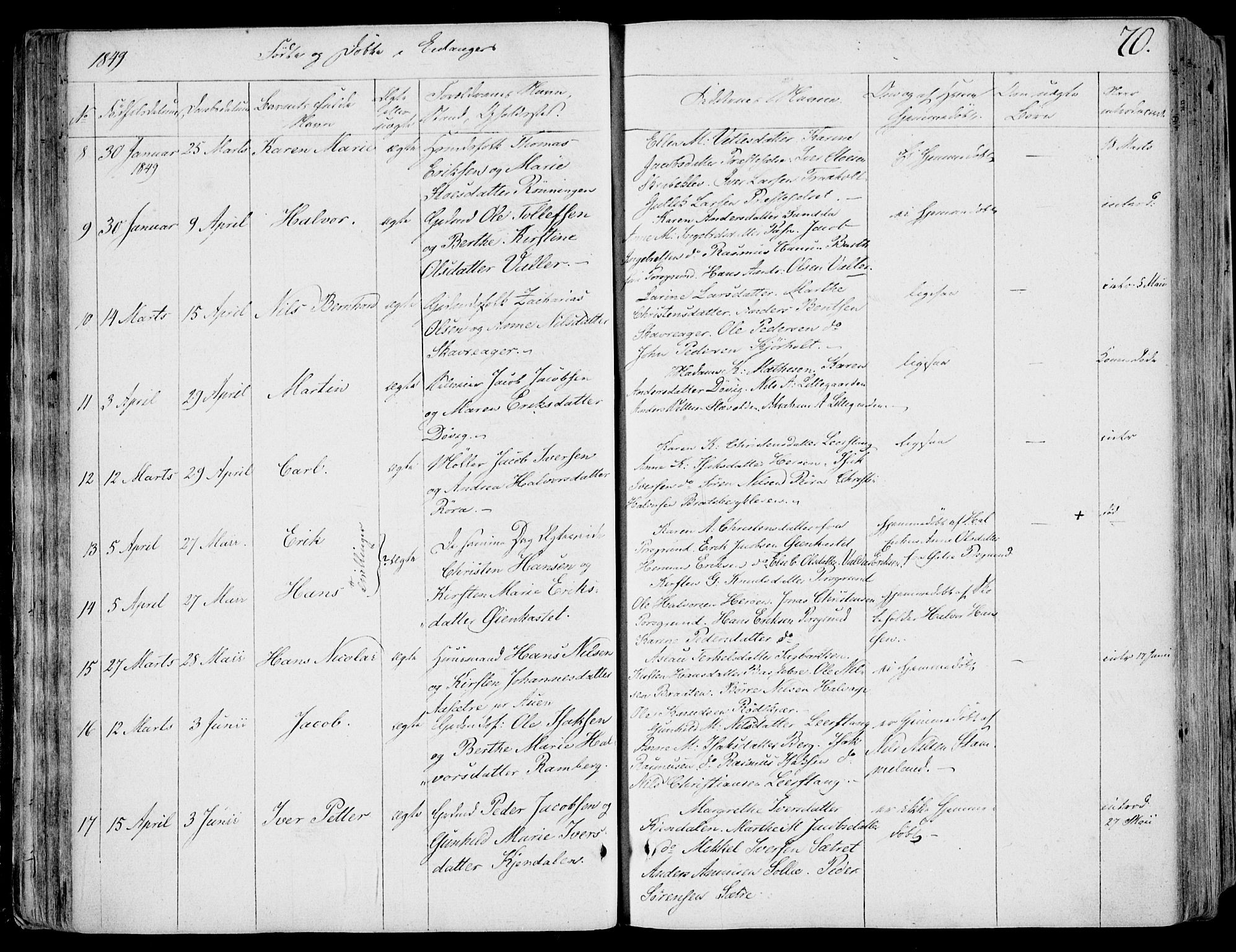 Eidanger kirkebøker, SAKO/A-261/F/Fa/L0008: Parish register (official) no. 8, 1831-1858, p. 70