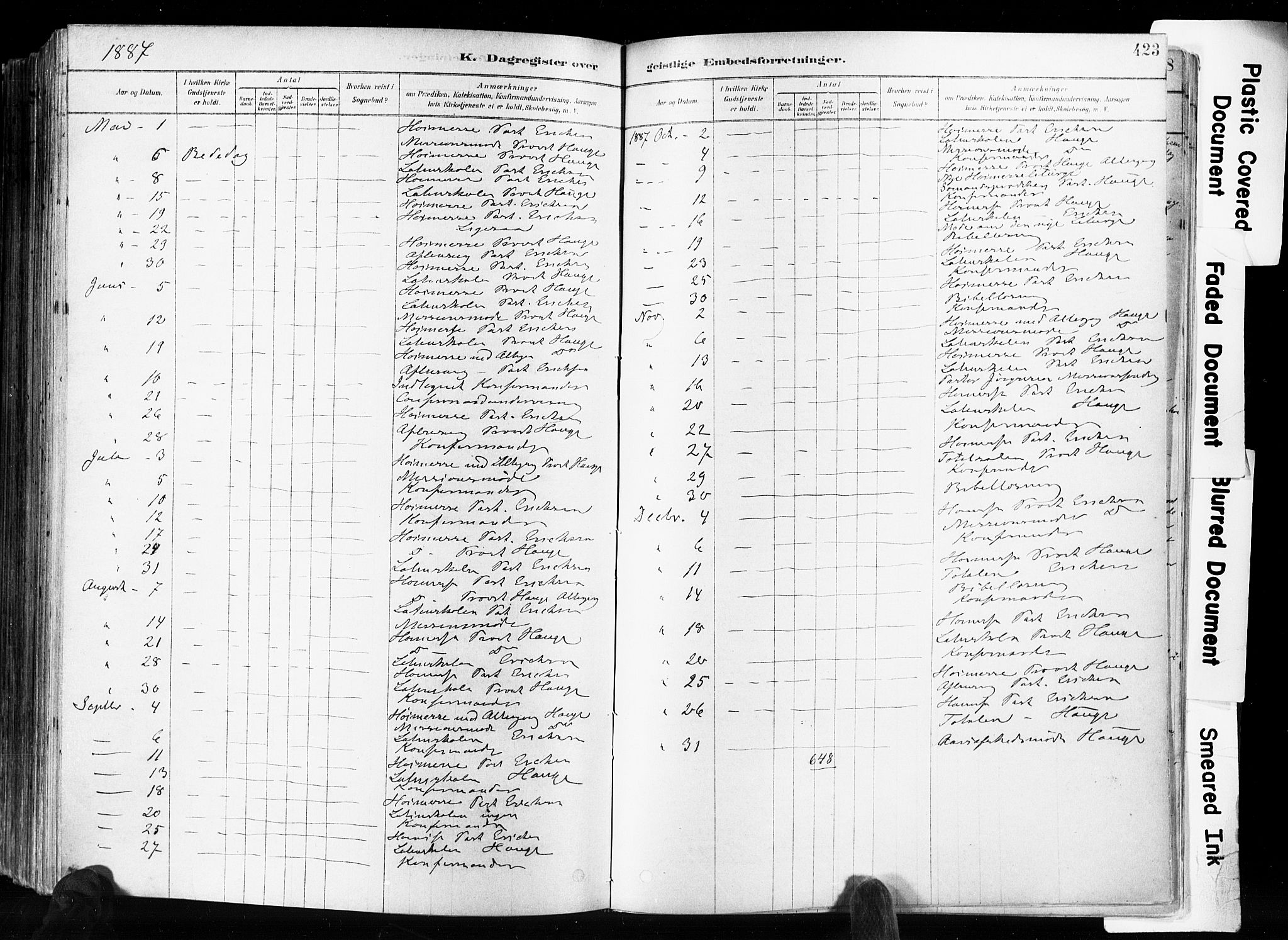 Skien kirkebøker, AV/SAKO-A-302/F/Fa/L0009: Parish register (official) no. 9, 1878-1890, p. 423