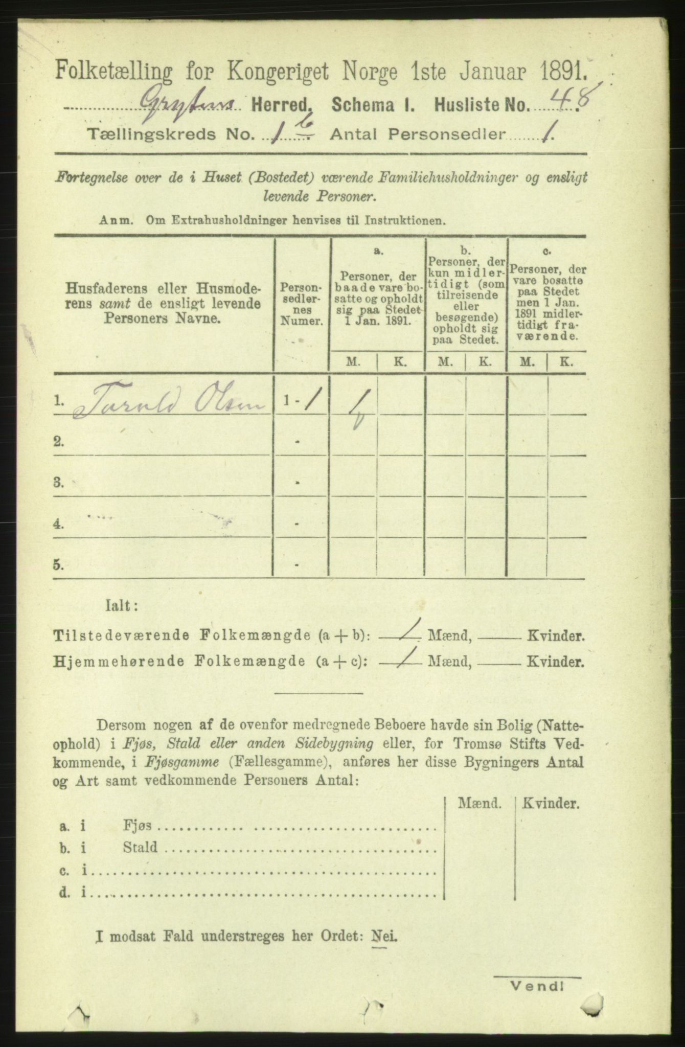 RA, 1891 census for 1539 Grytten, 1891, p. 194