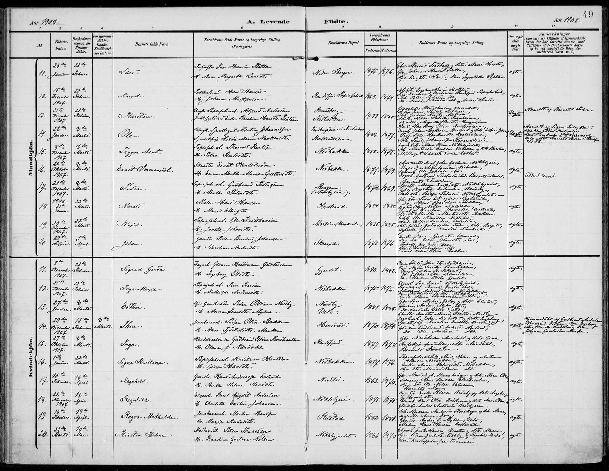 Jevnaker prestekontor, SAH/PREST-116/H/Ha/Haa/L0011: Parish register (official) no. 11, 1902-1913, p. 49